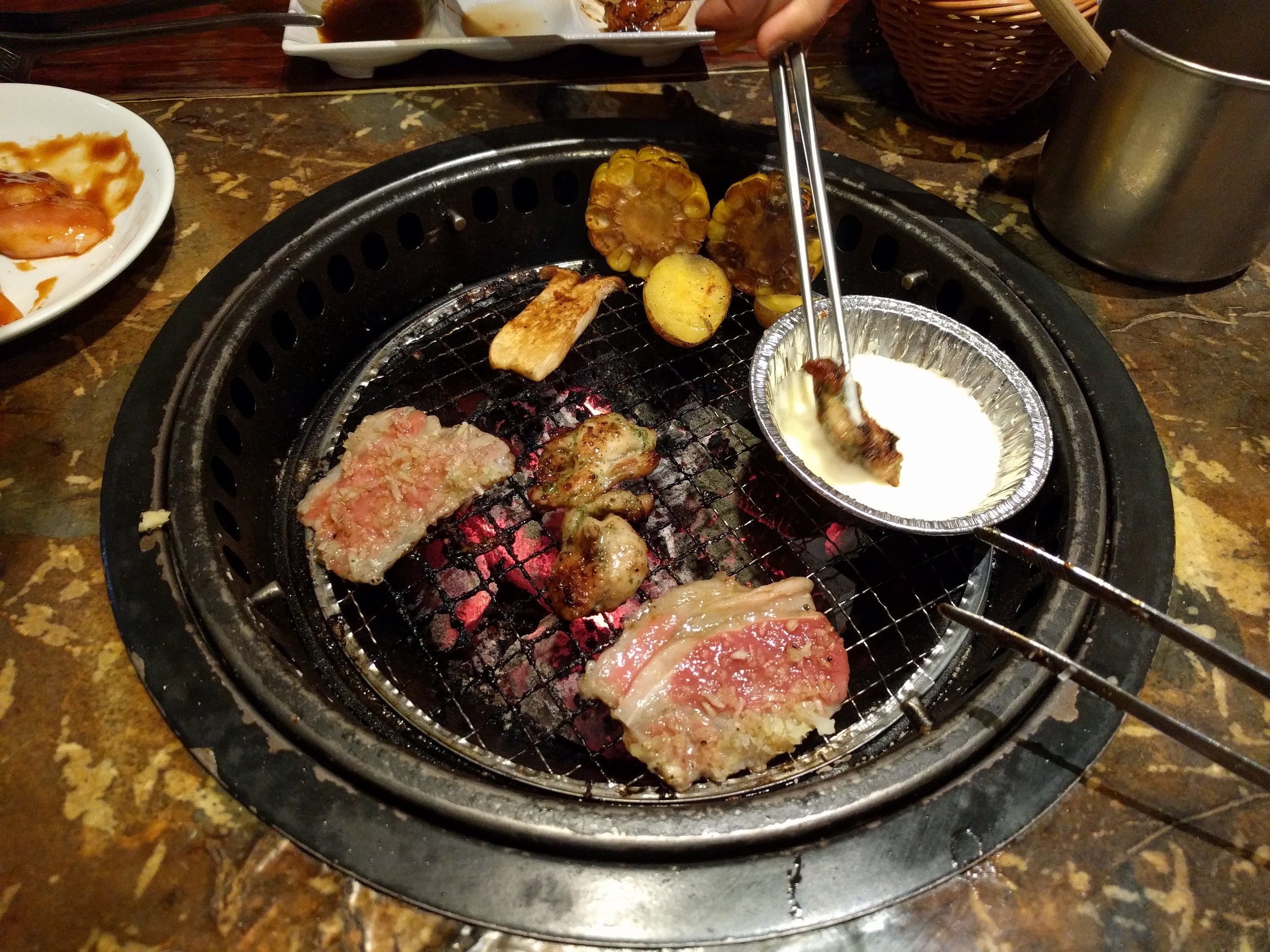 <p>We ate at a Gyu-Kaku in Aomori because it was late and cold and we weren't sure where else to go :) It's like Korean BBQ, but, well, Japanese.</p>