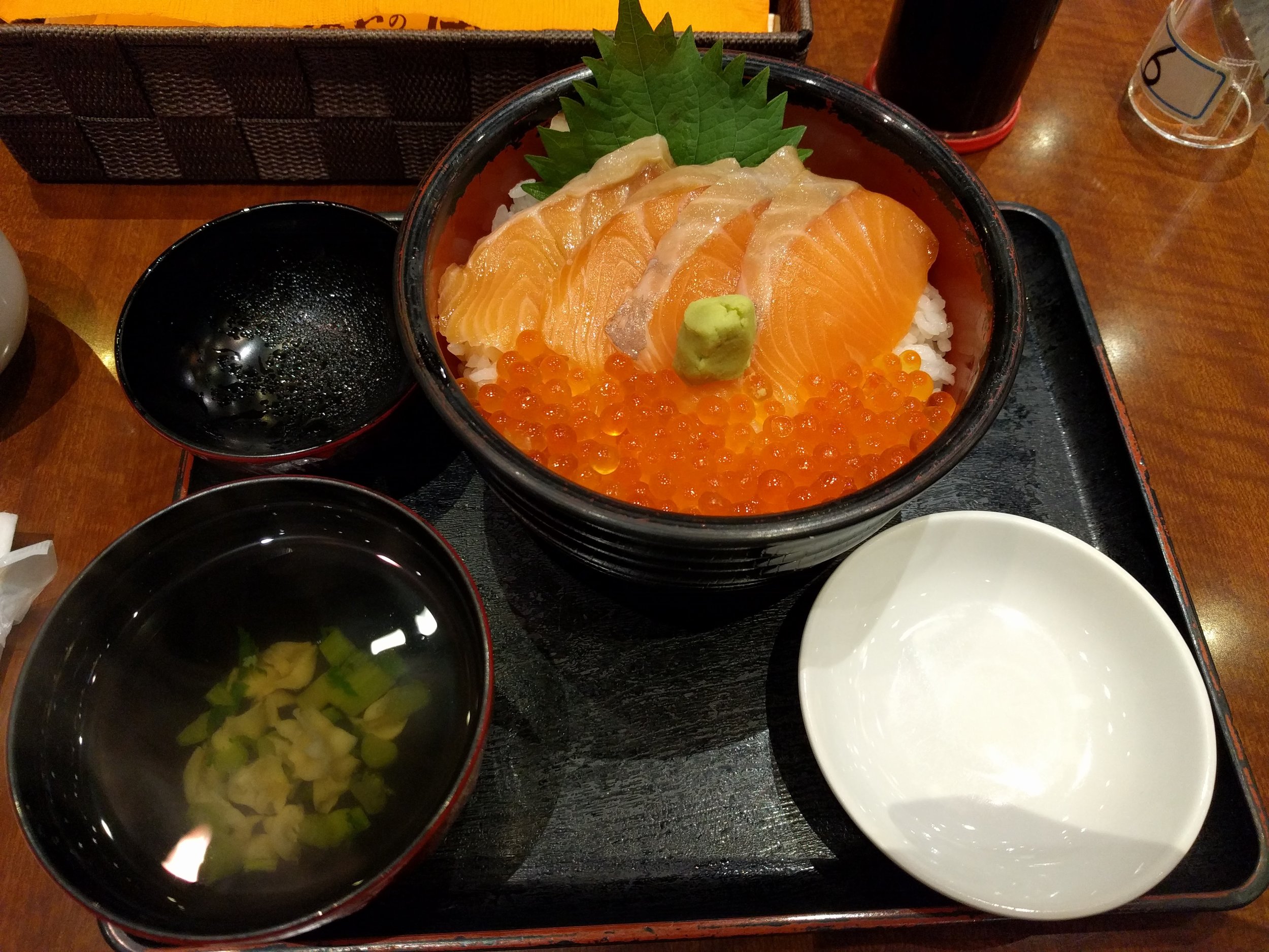 <p>Salmon roe (Ikura) and a type of regional salmon at the Shin-Aomori train station before heading to Tokyo.&nbsp;</p>