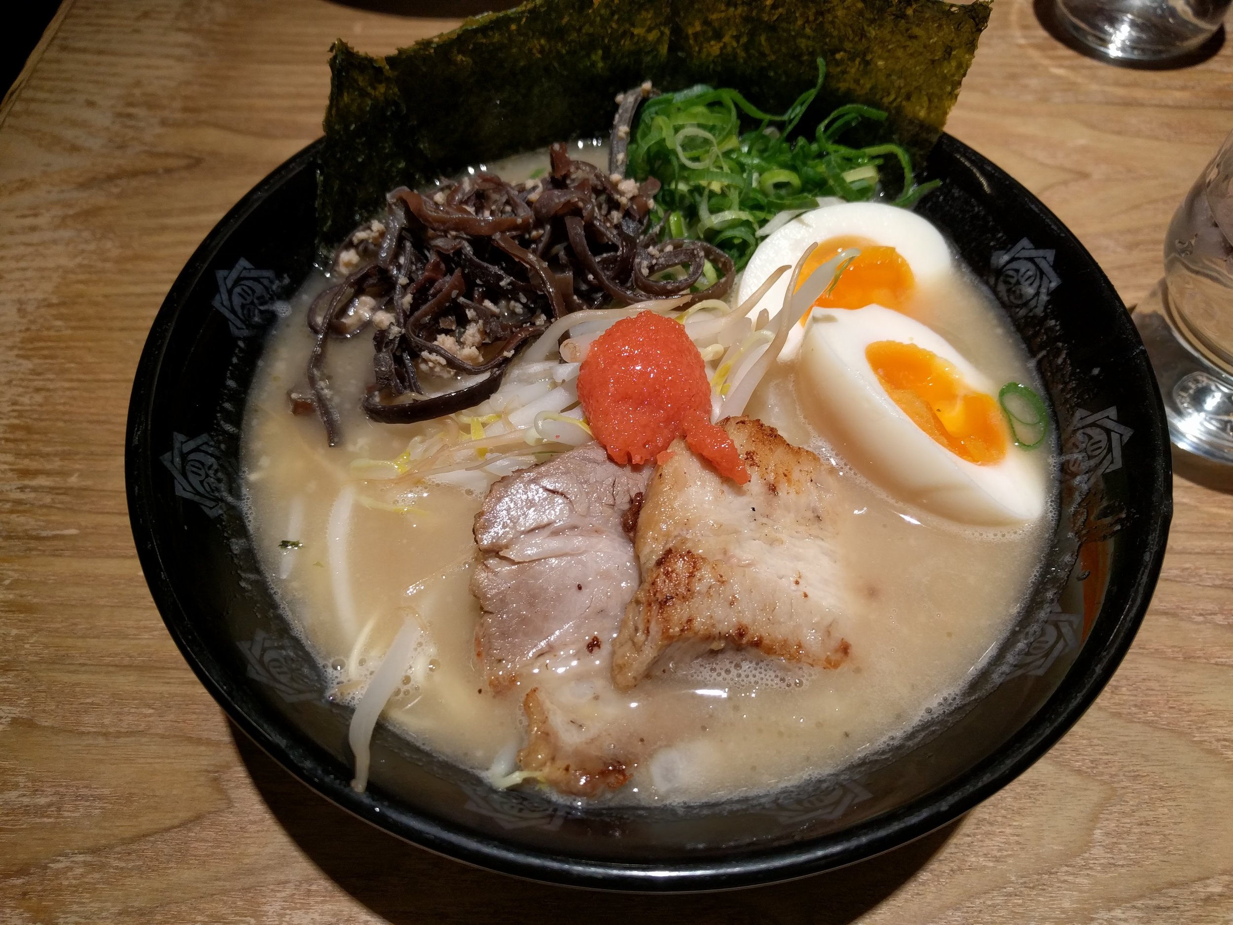 <p>Also from Oreshiki-Jun on Tokyo Ramen Street. The broth was super rich and viscous, though the cod roe (that red blob) altered the flavor a bit much. Next time, would order &nbsp;without it! Also served with thin noodles, which was unexpected.</p>