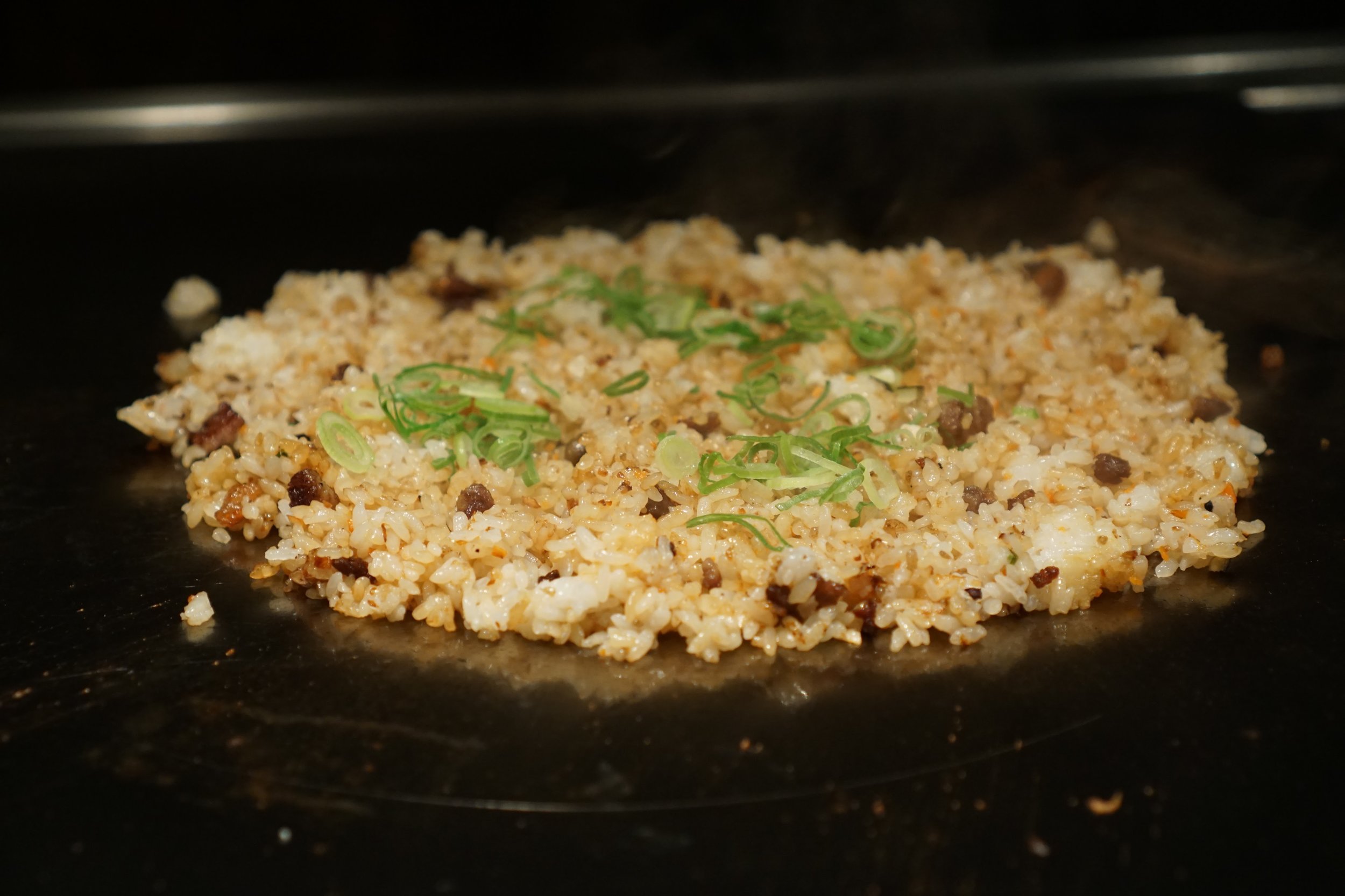 Garlic fried rice with the beef fat