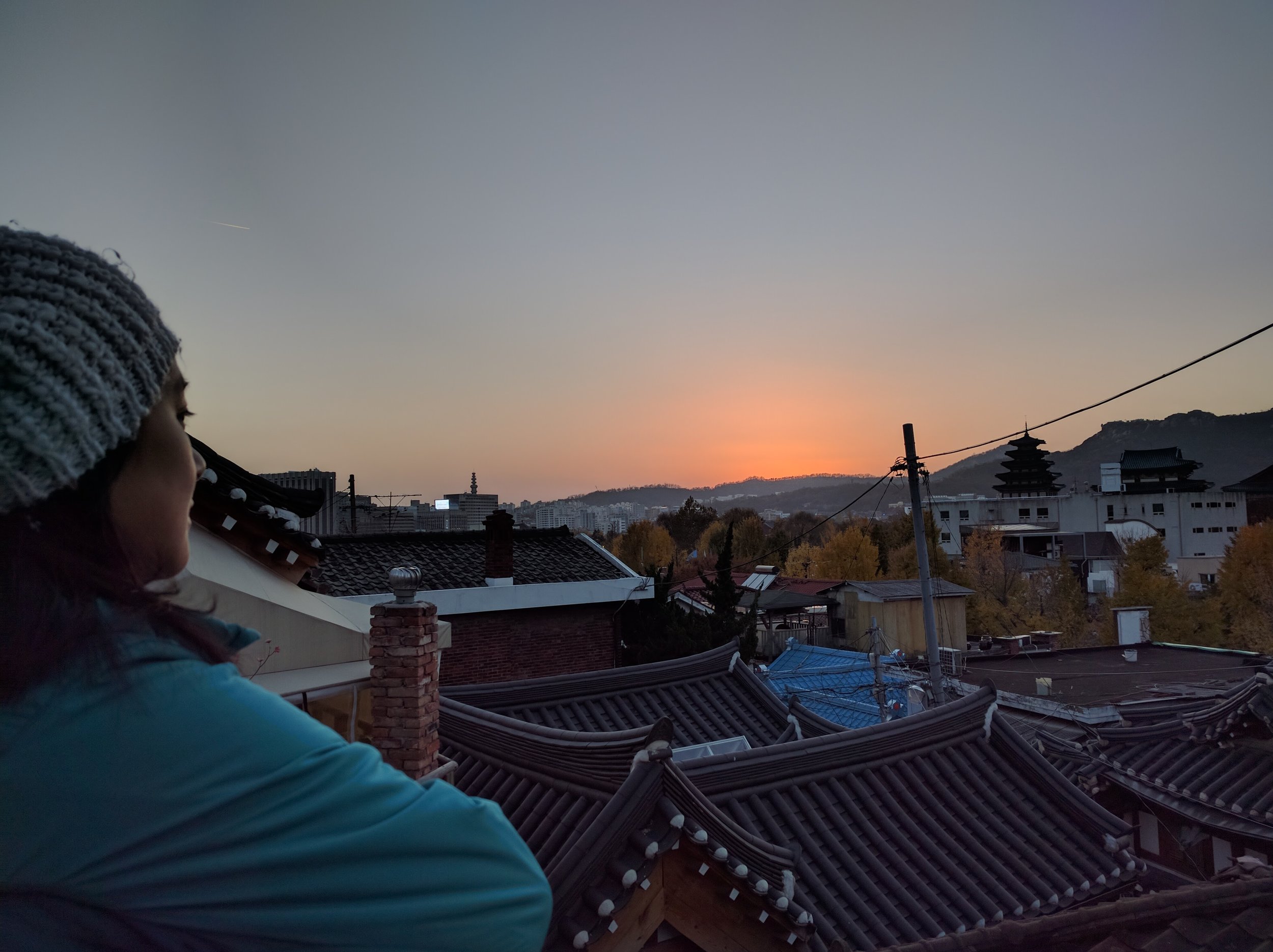 Looking out near Bukchon Village at dusk