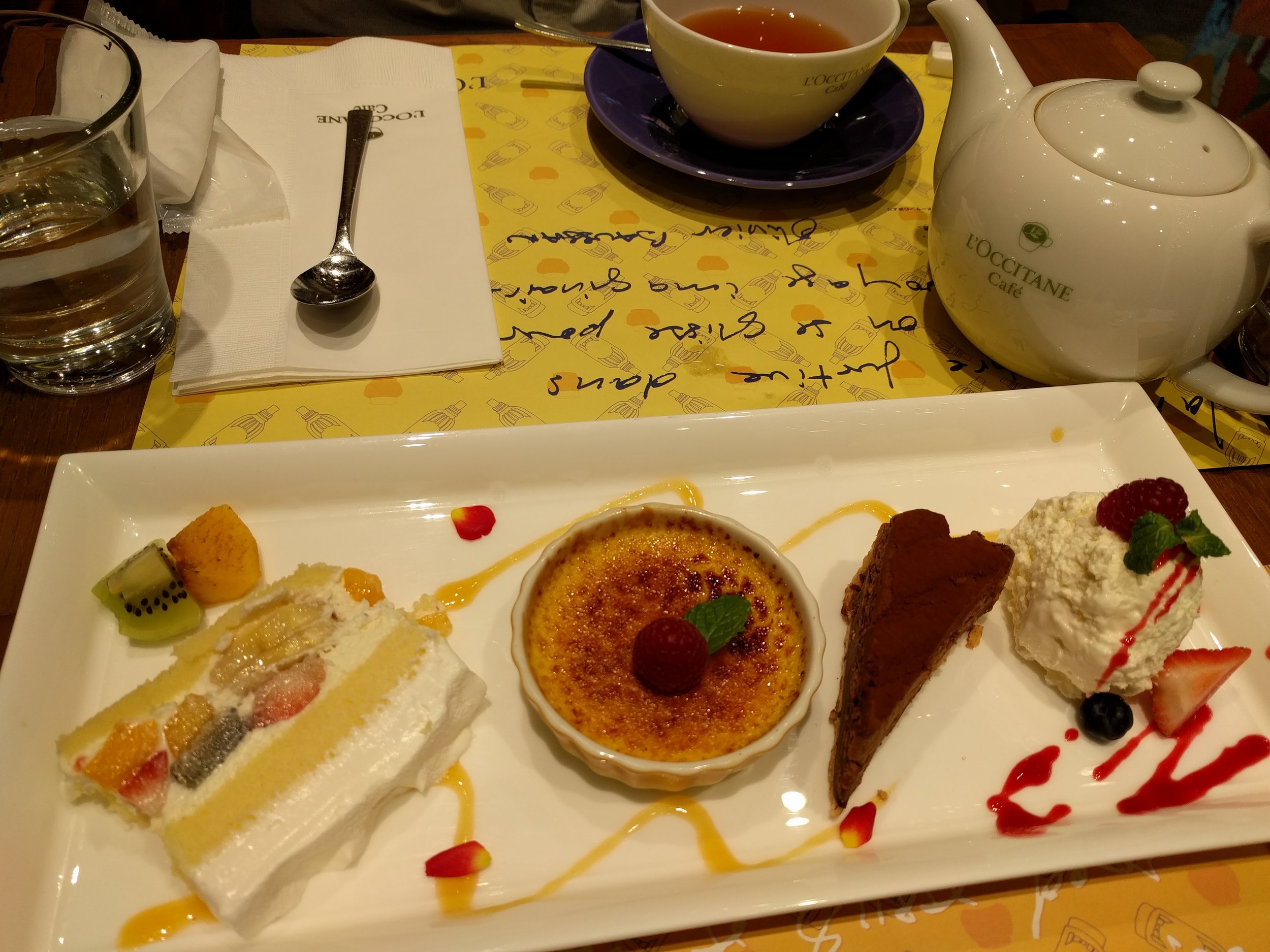 L'Occitane tea and snacks at Shibuya Crossing