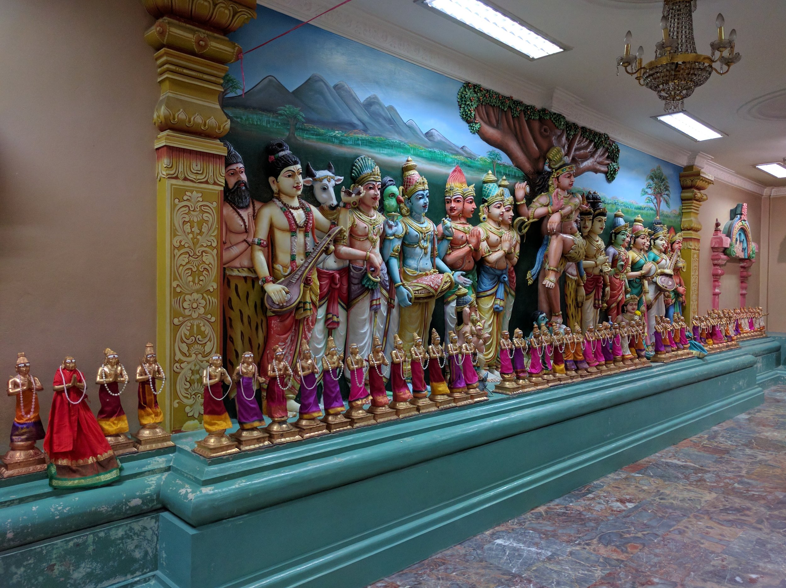 Ornate walls inside the temple