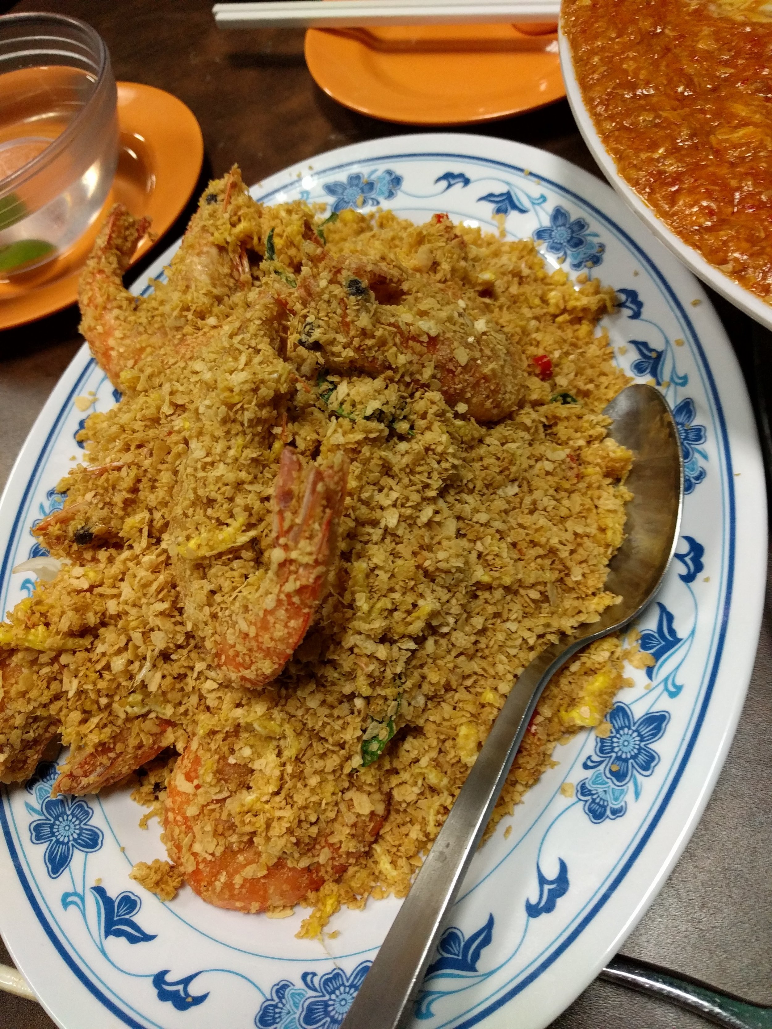 <p>Apparently cereal prawn is a big deal in Singapore - this one wasn't great, the cereal tasted kinda stale and the prawns weren't super fresh&nbsp;</p>