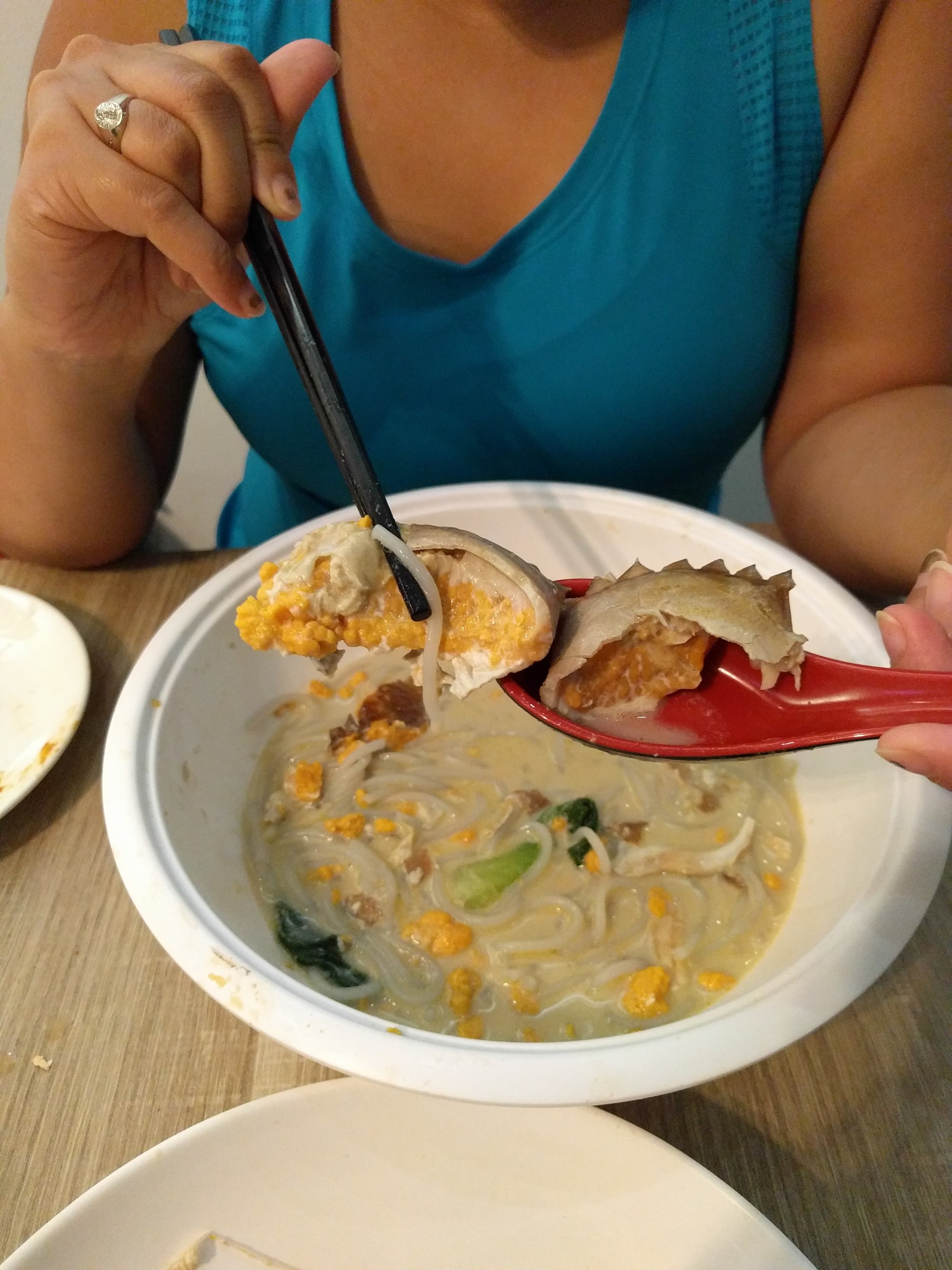 Action shot of Bee Hoon soup