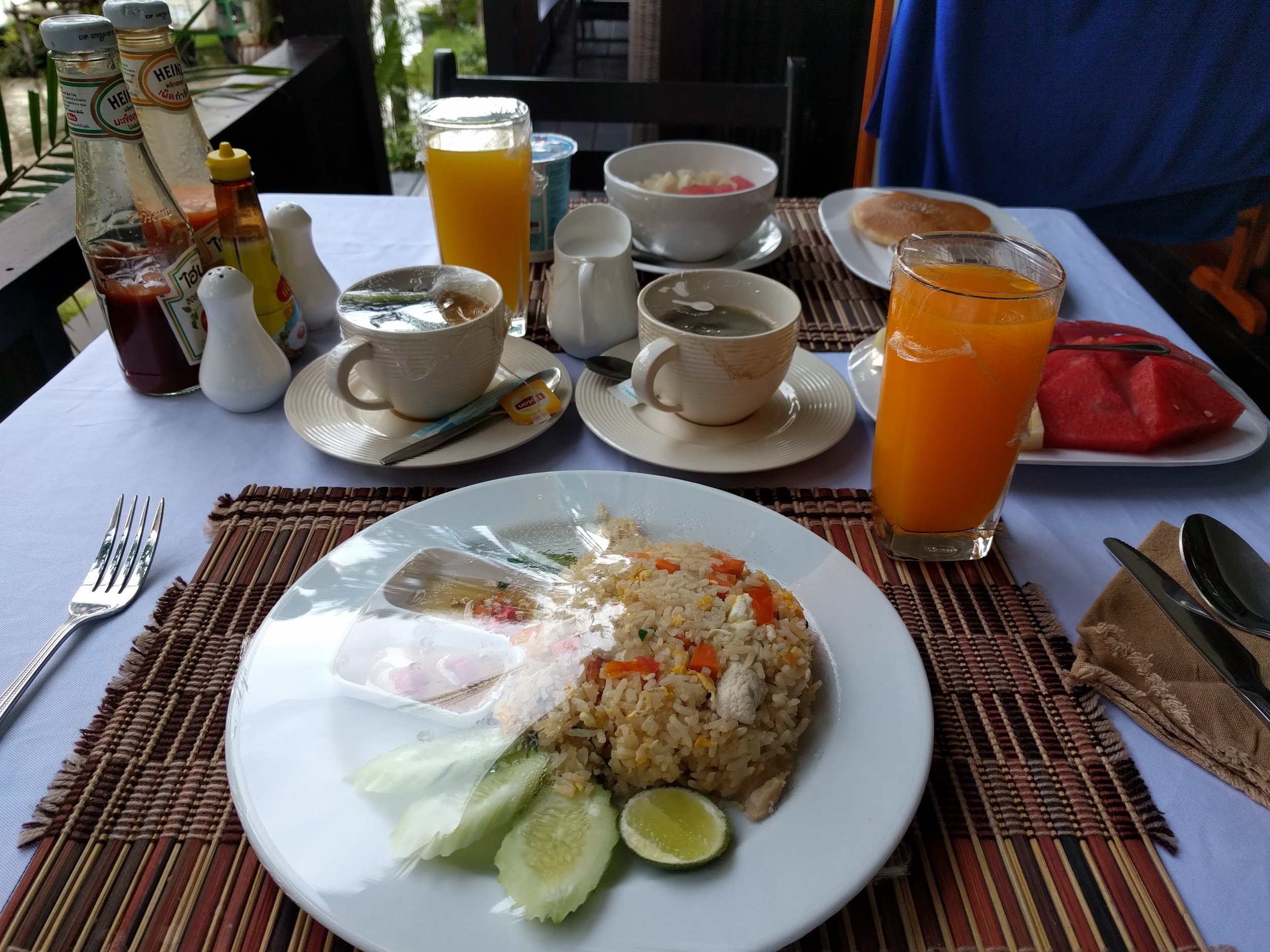 <p>We had a few options each day, this was fried rice and a fruit</p>