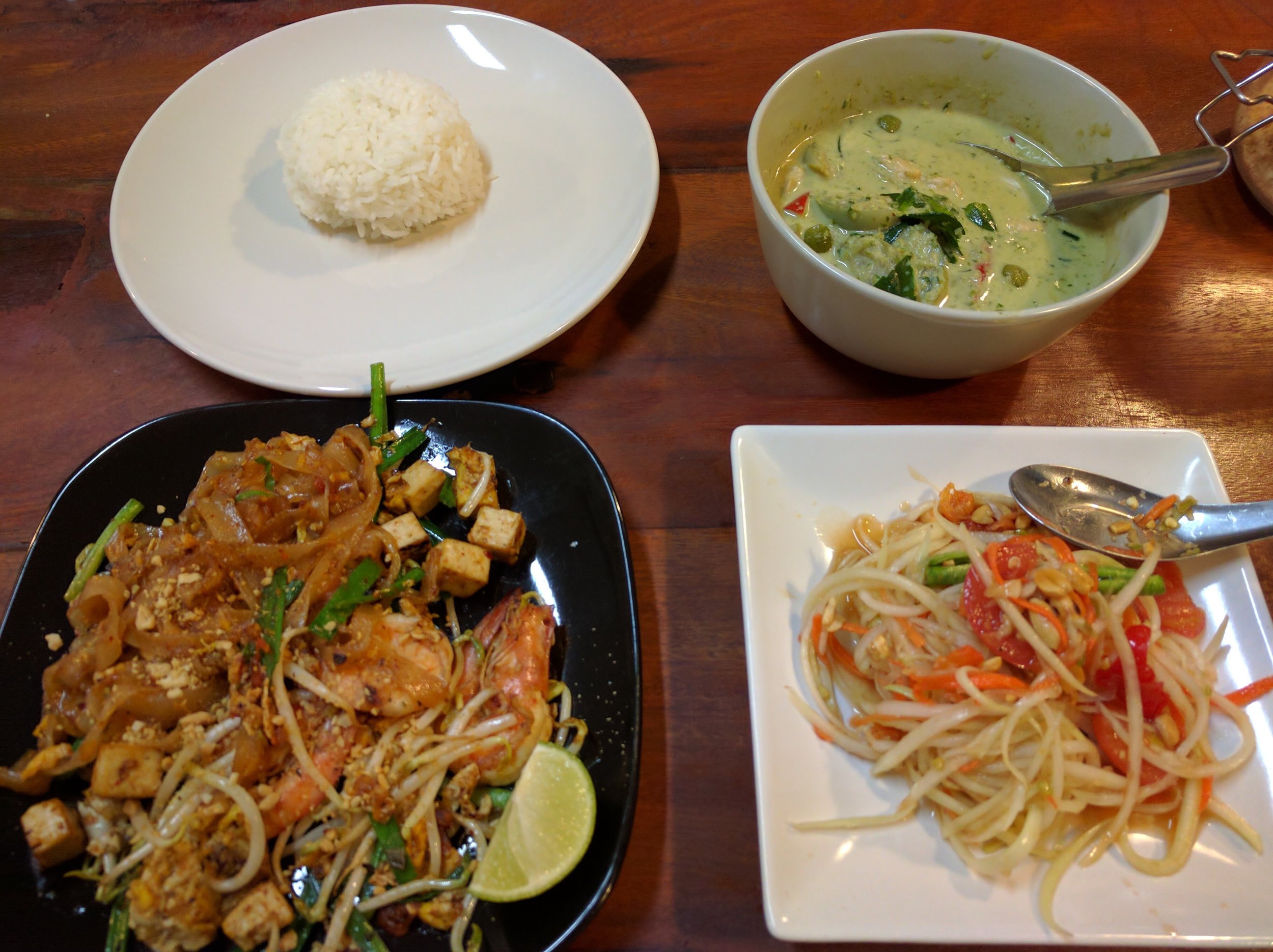 Pad thai, green curry, som tum