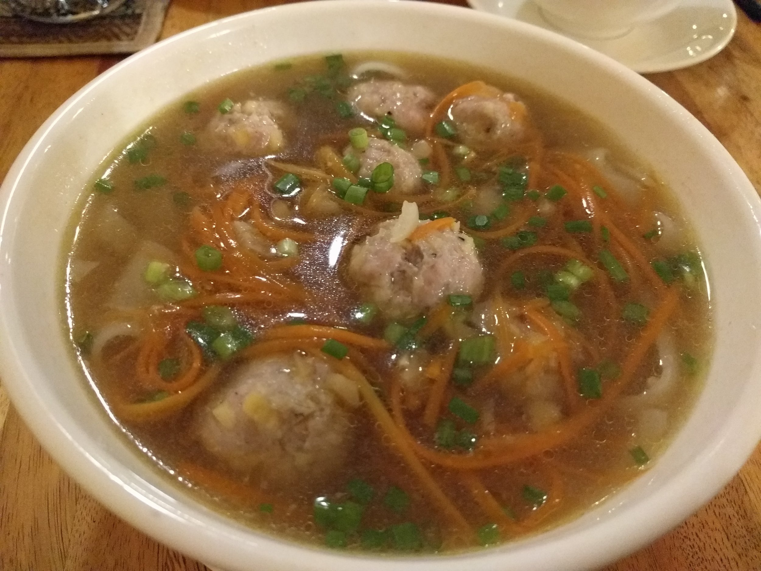 Pork meatball and ginger soup at Genevieves