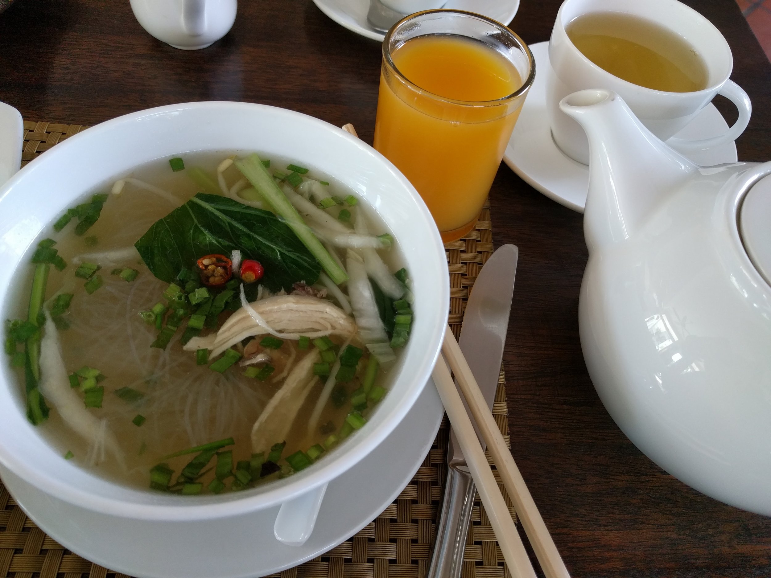 Breakfast noodle soup