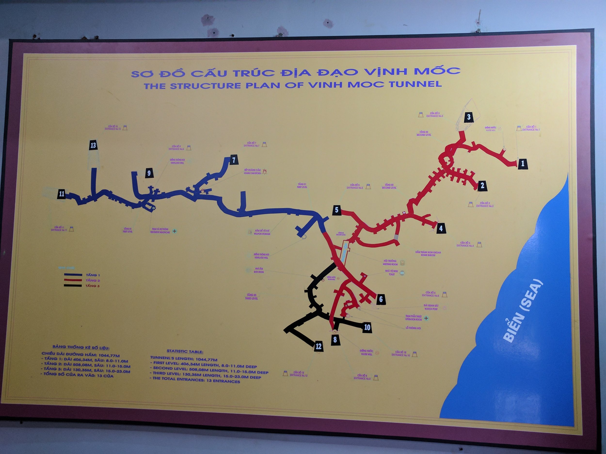 Map of Vinh Moc tunnels