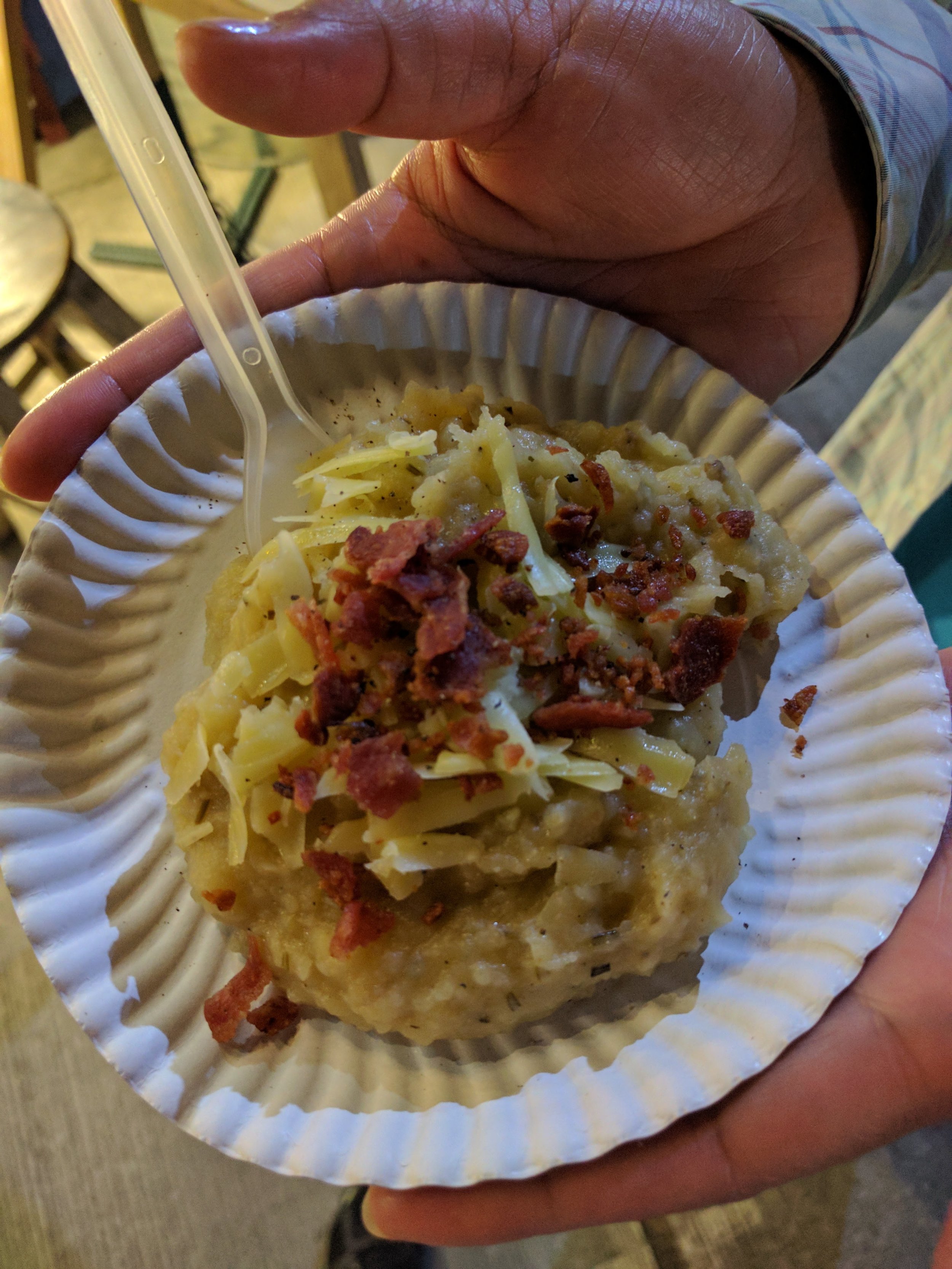 mashed potato with bacon and cheese