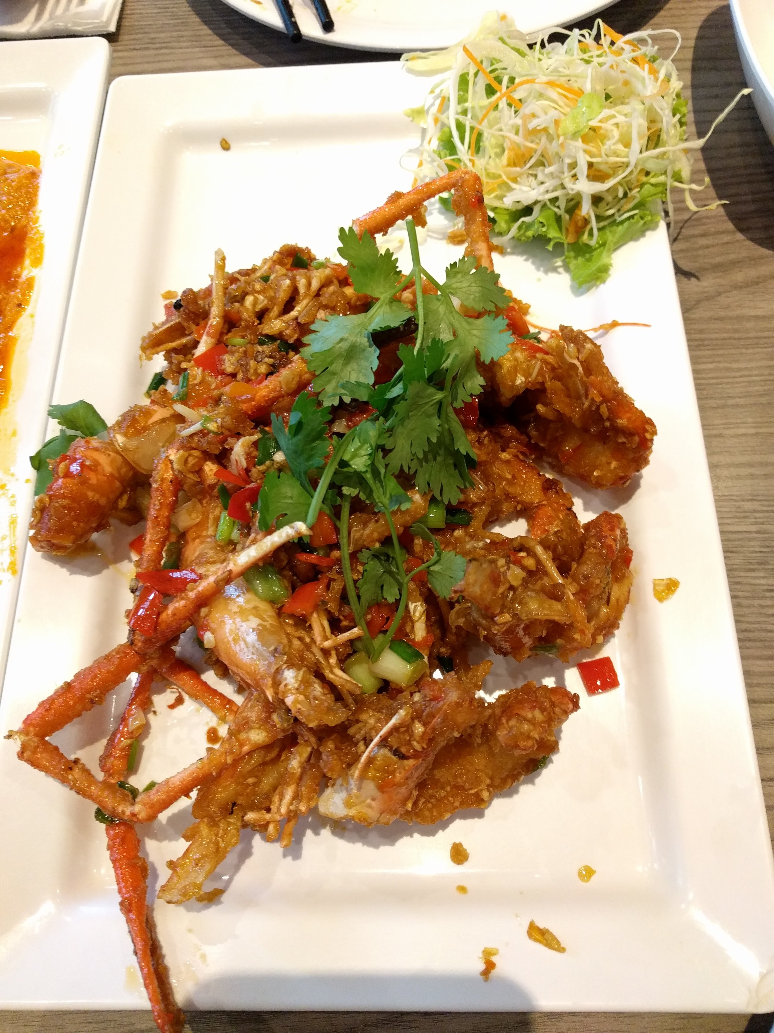 Stir fried prawns with chili and garlic
