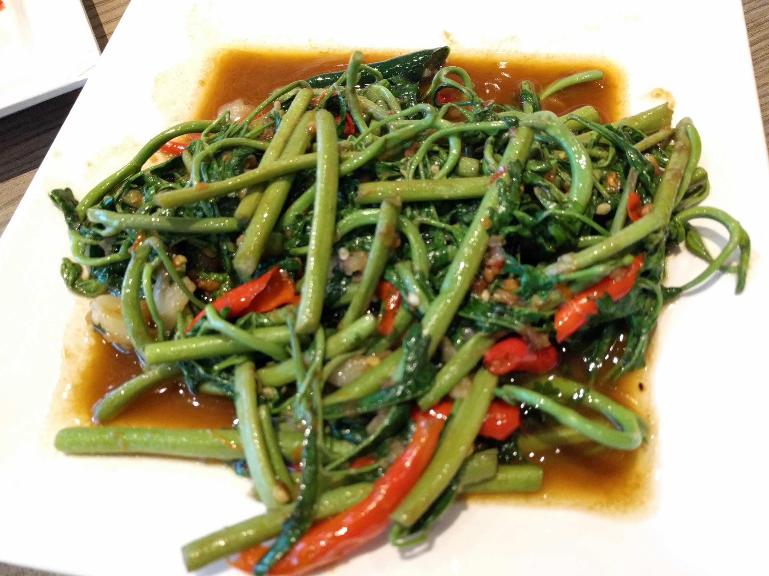 Some thai greens with chili and garlic