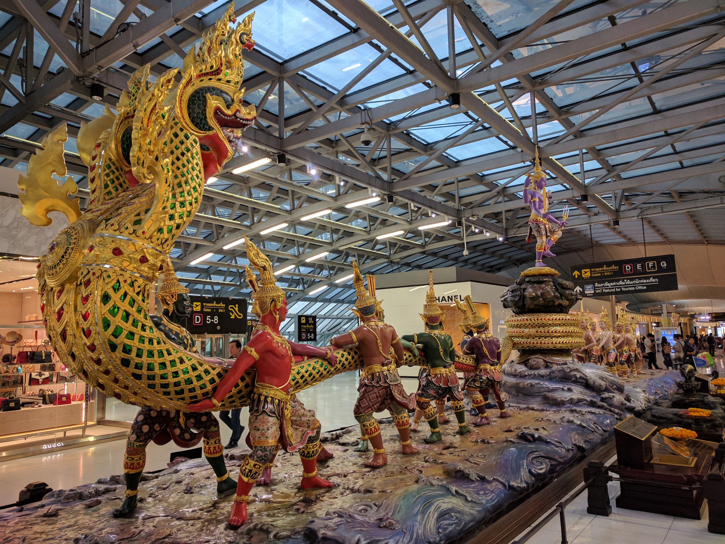 "Churning the Milk" statue at BKK airport