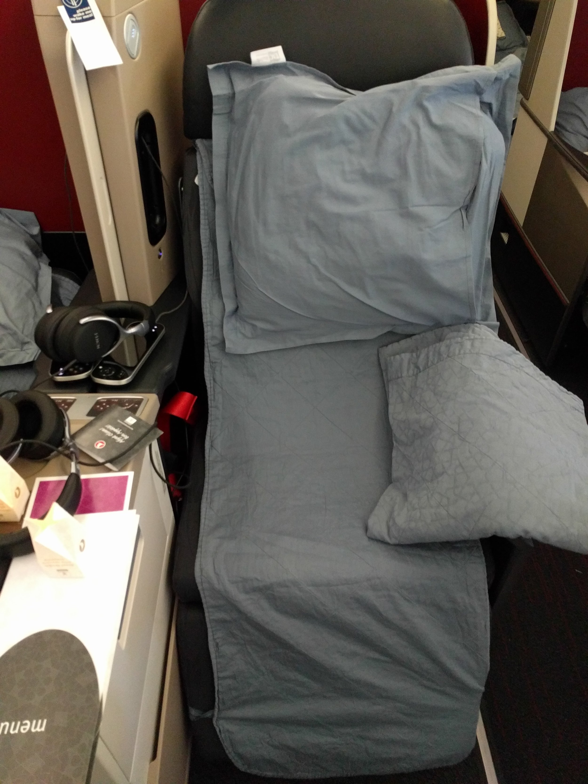 Bed made up for sleeping