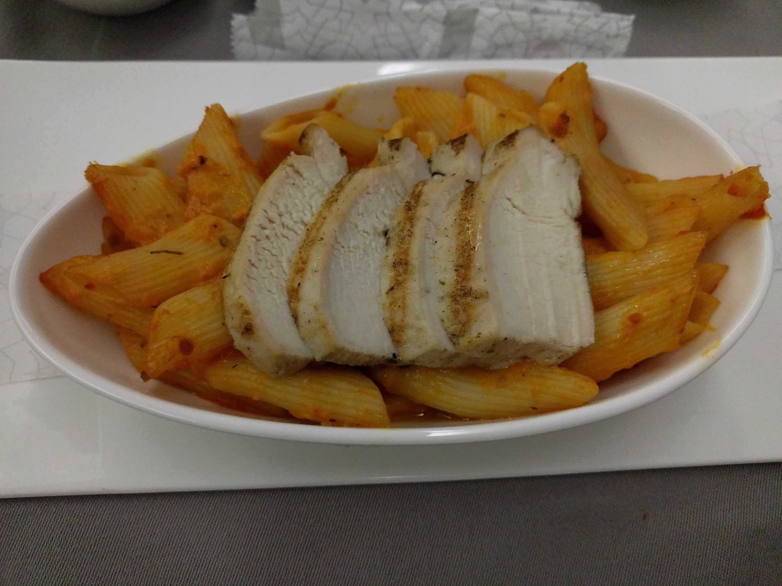 Chicken on pasta