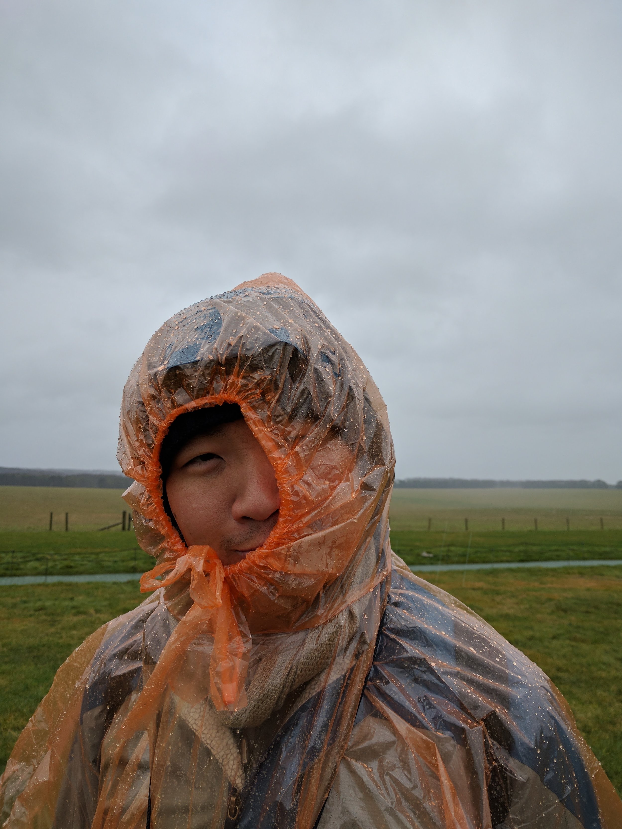 Cold and rainy in a poncho