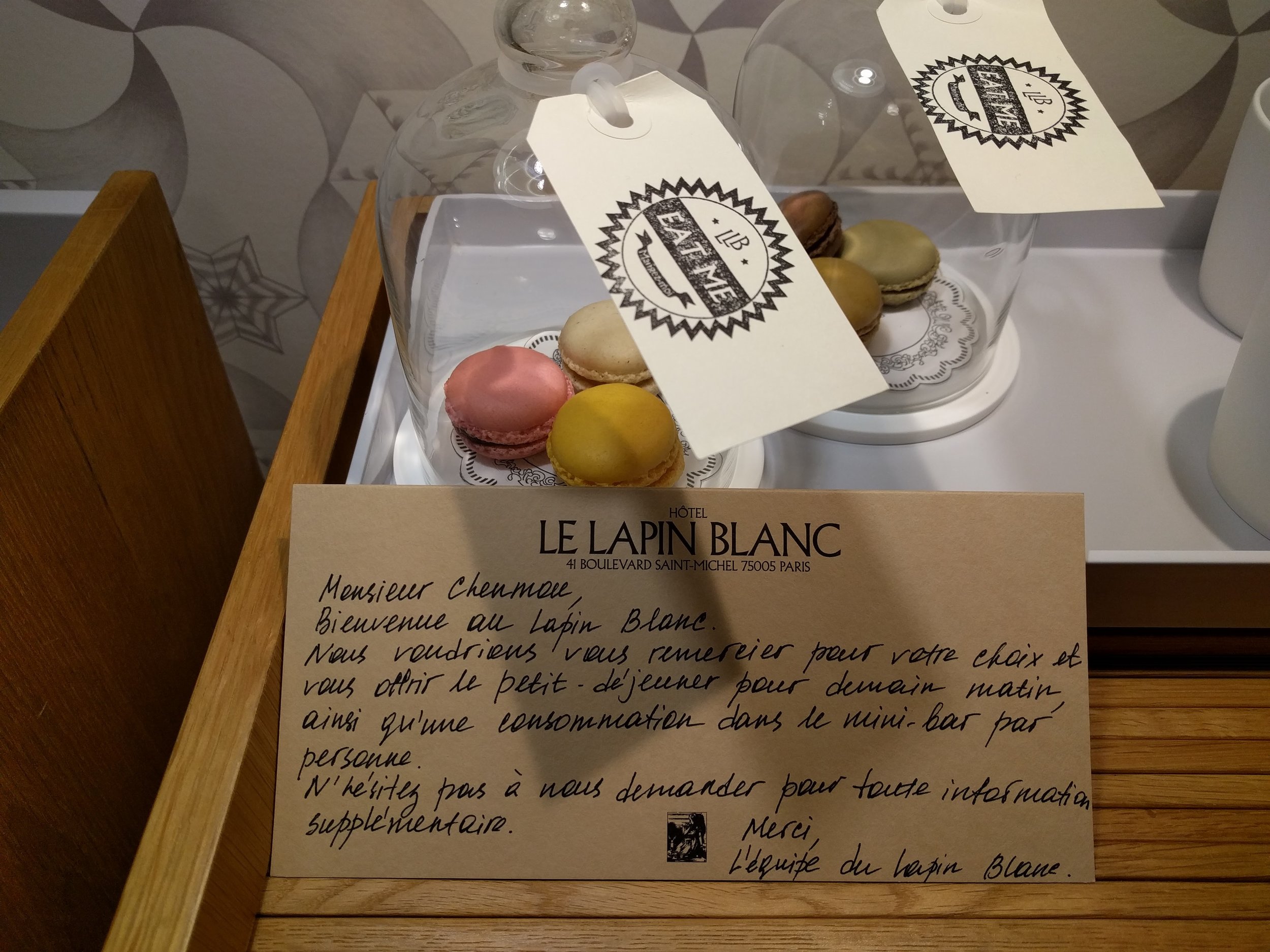 Free macarons on check in!
