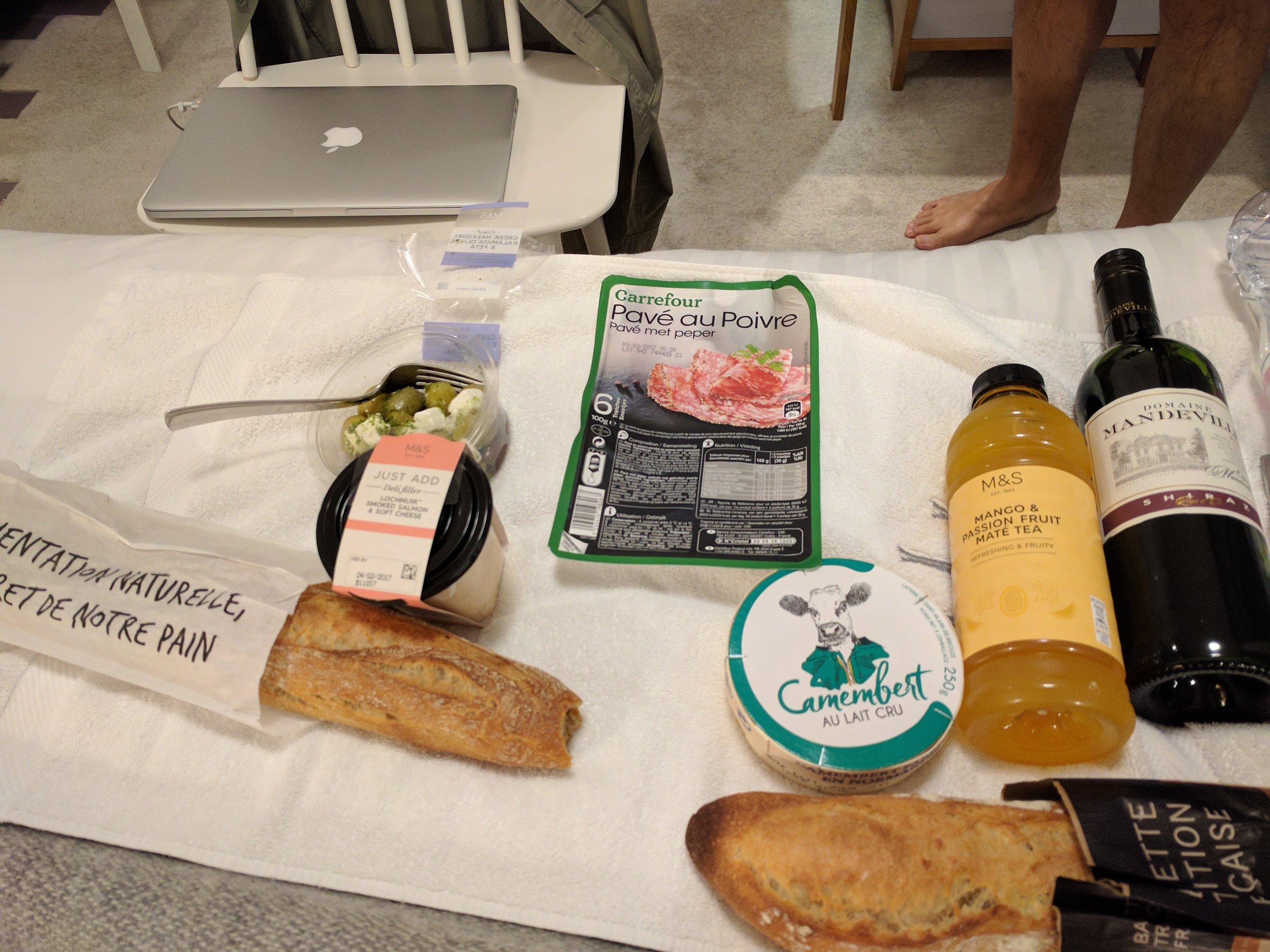 Our feast in the hotel room