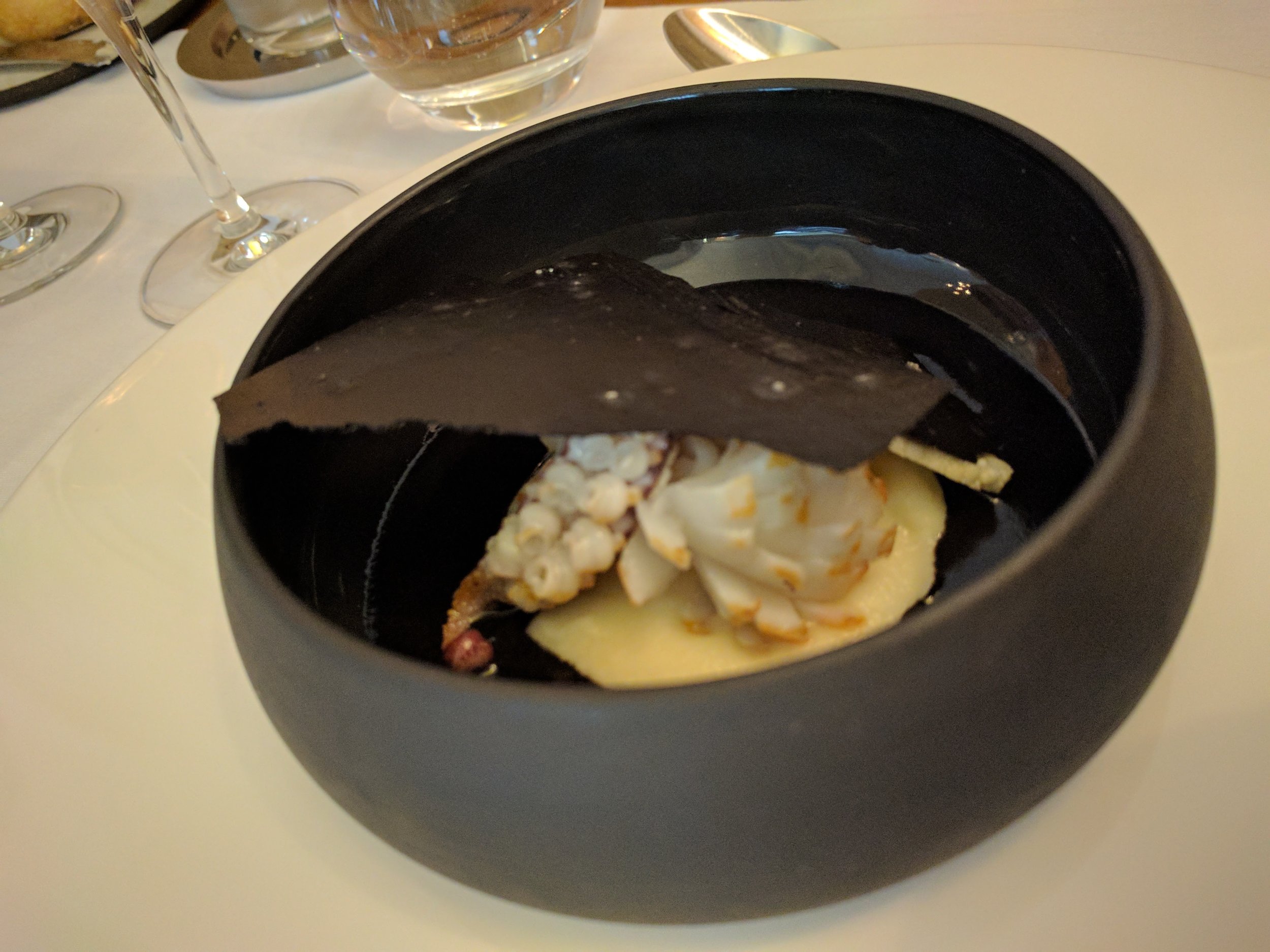 2nd course - Calamari over cauliflower puree