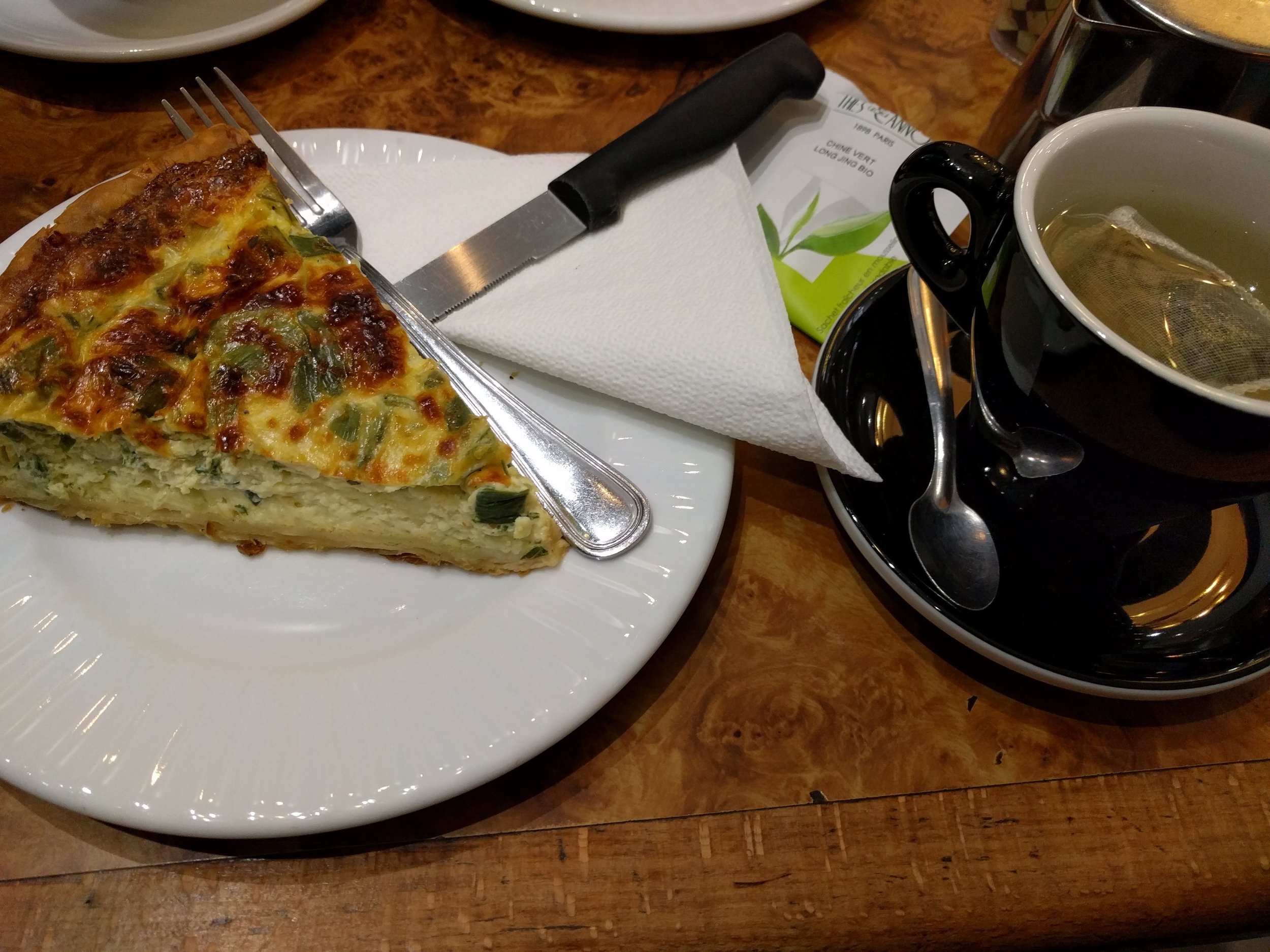 Leek quiche and tea