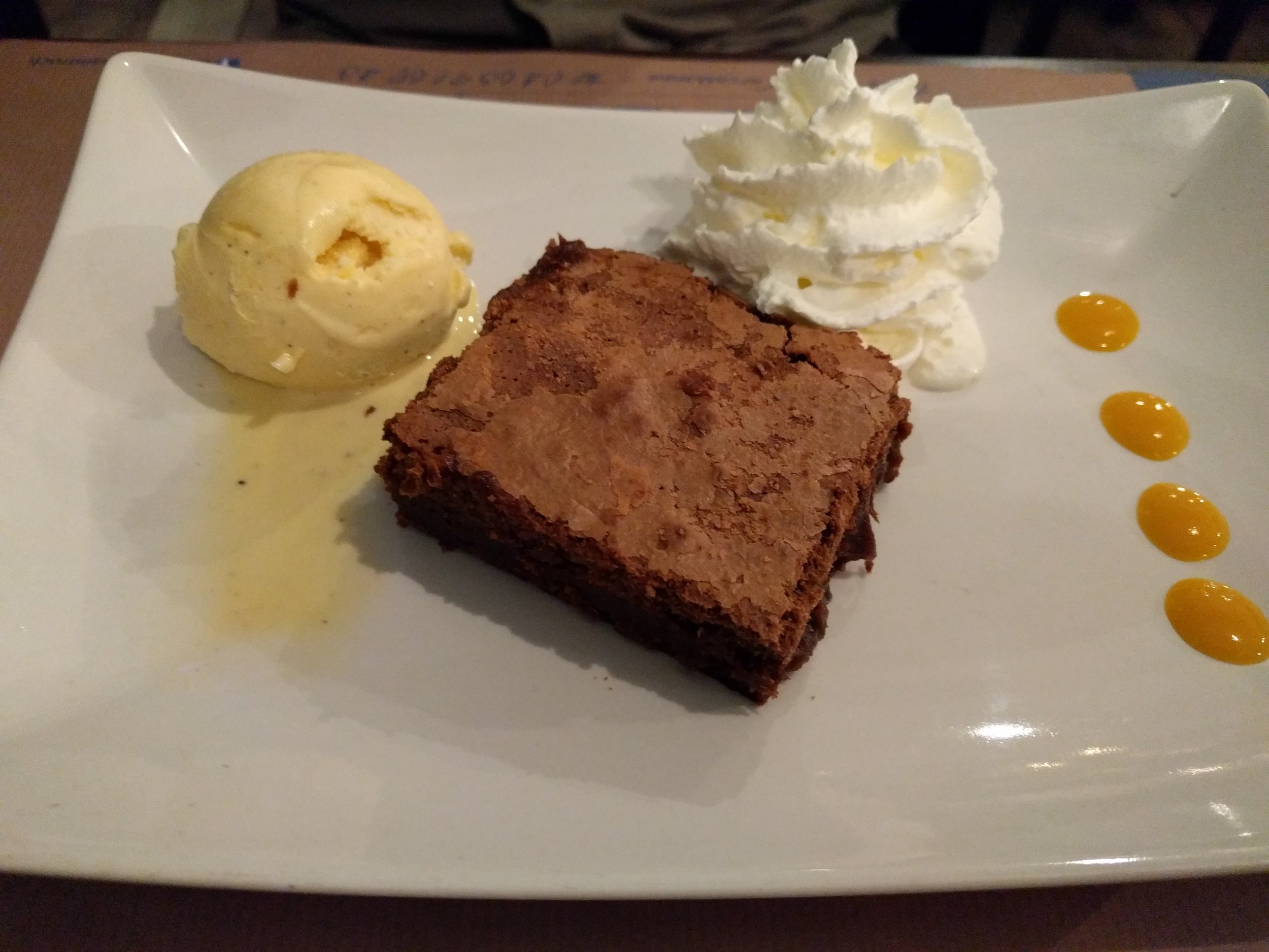 Brownie and ice cream
