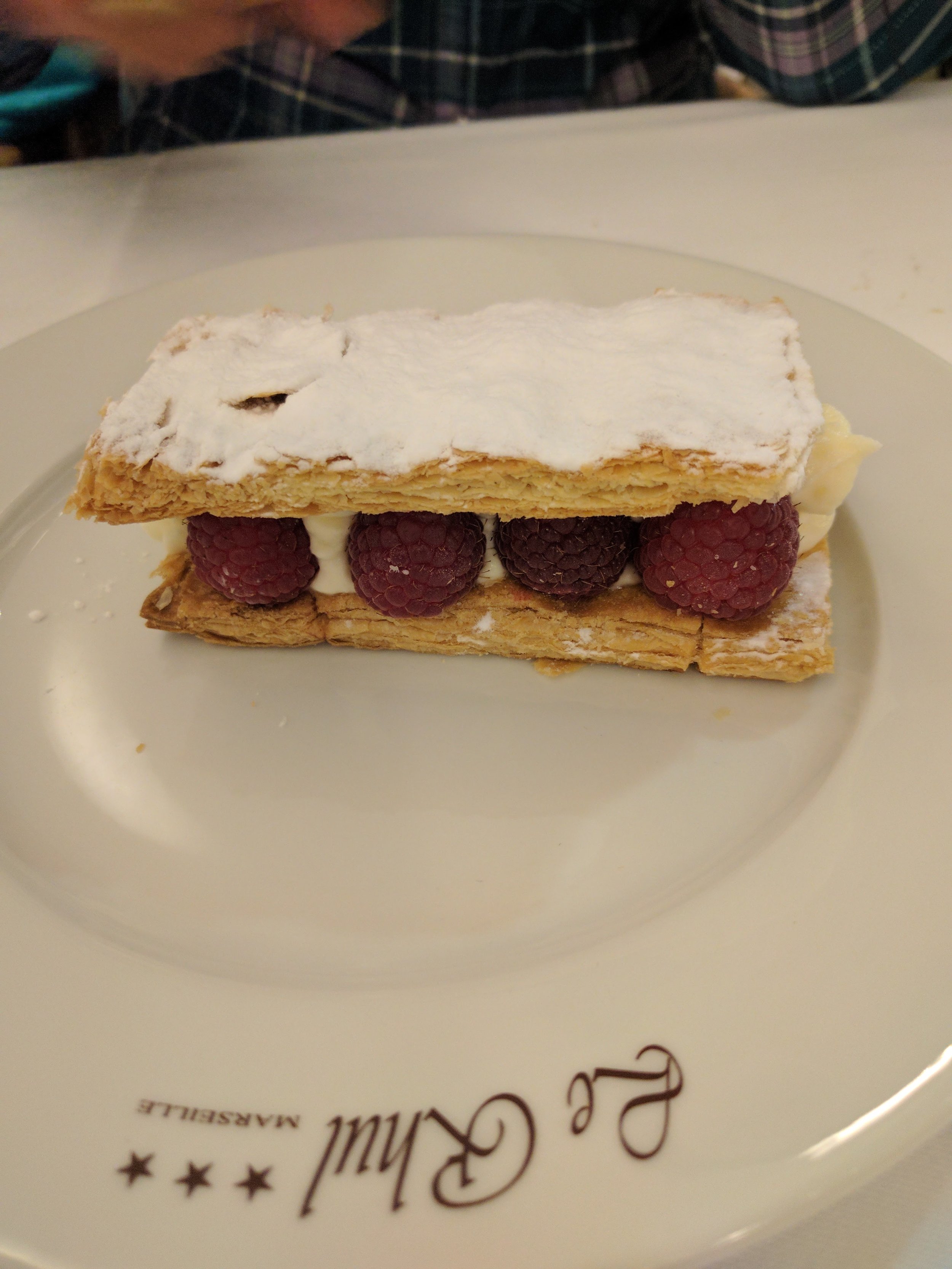 raspberry millefeuille to end the meal