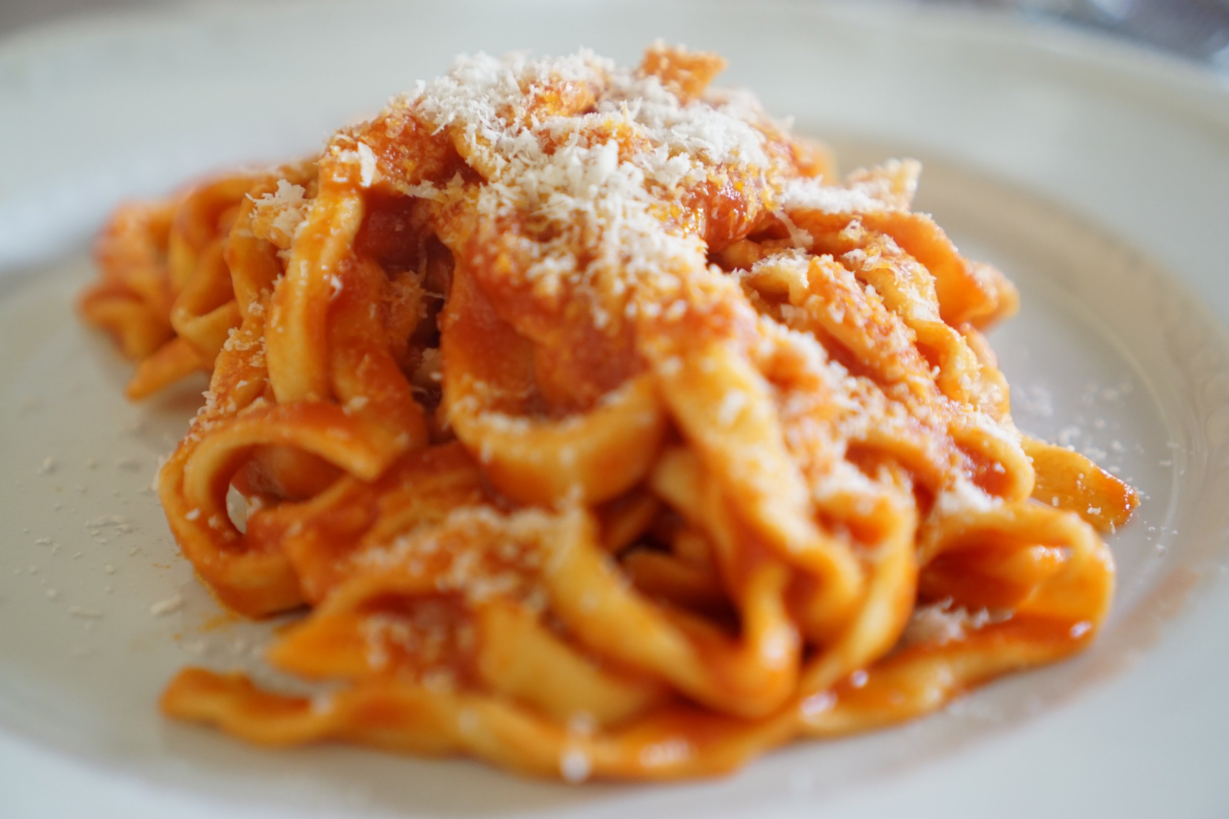 Fettucine in tomato oregano sauce