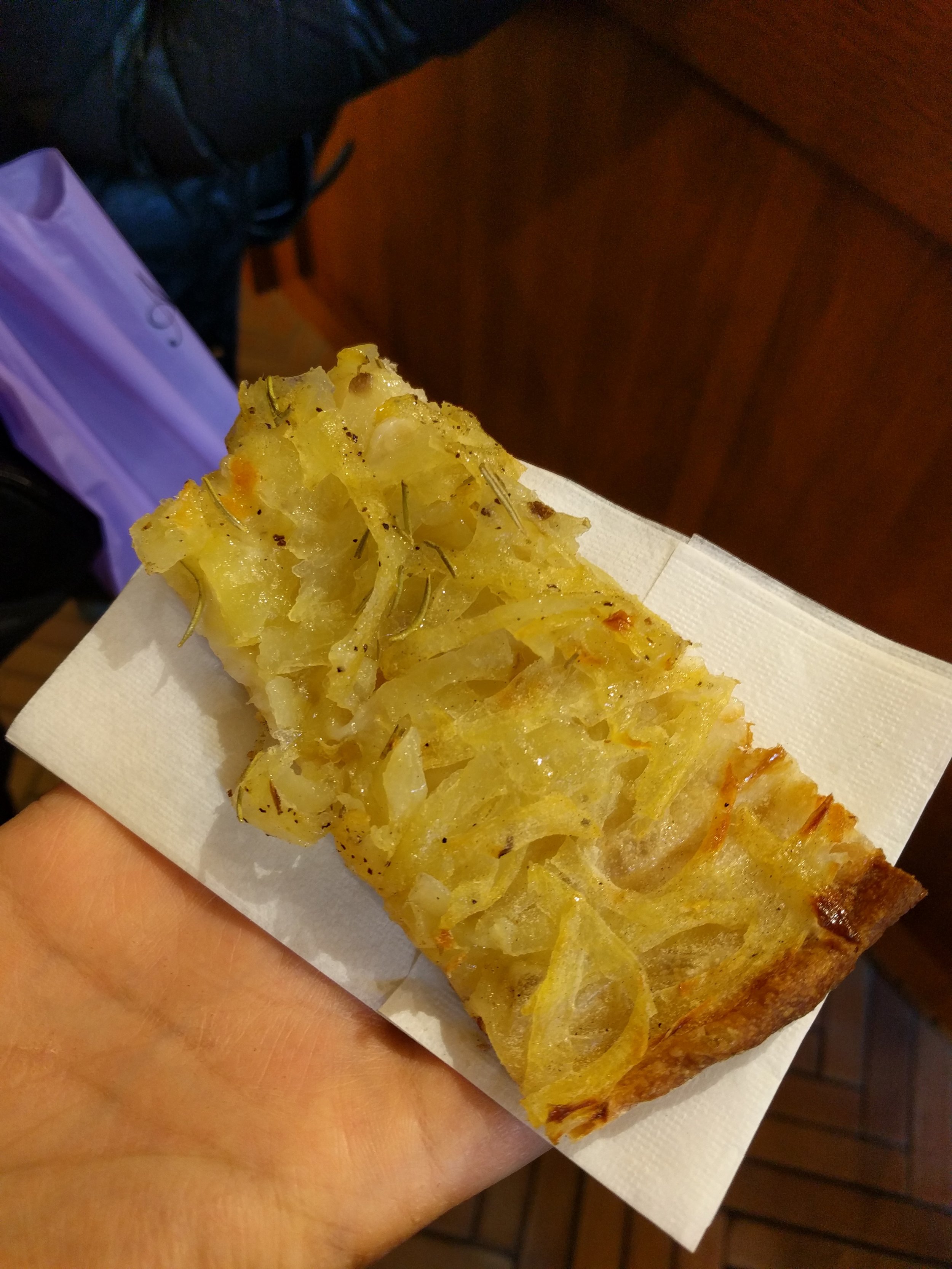 Potato pizza straight out of the oven!
