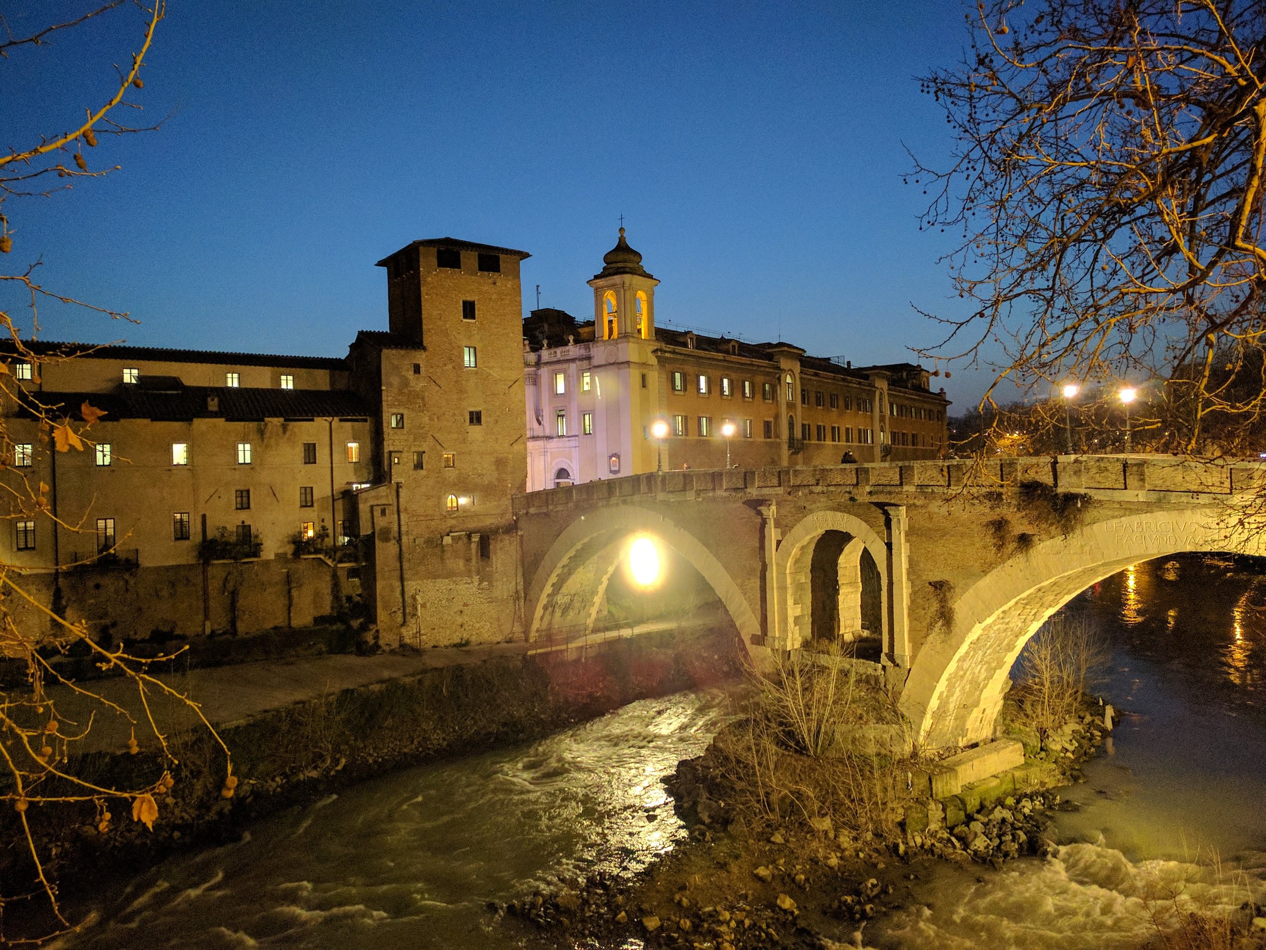 Bridge connecting Tiber Island to Trastevere