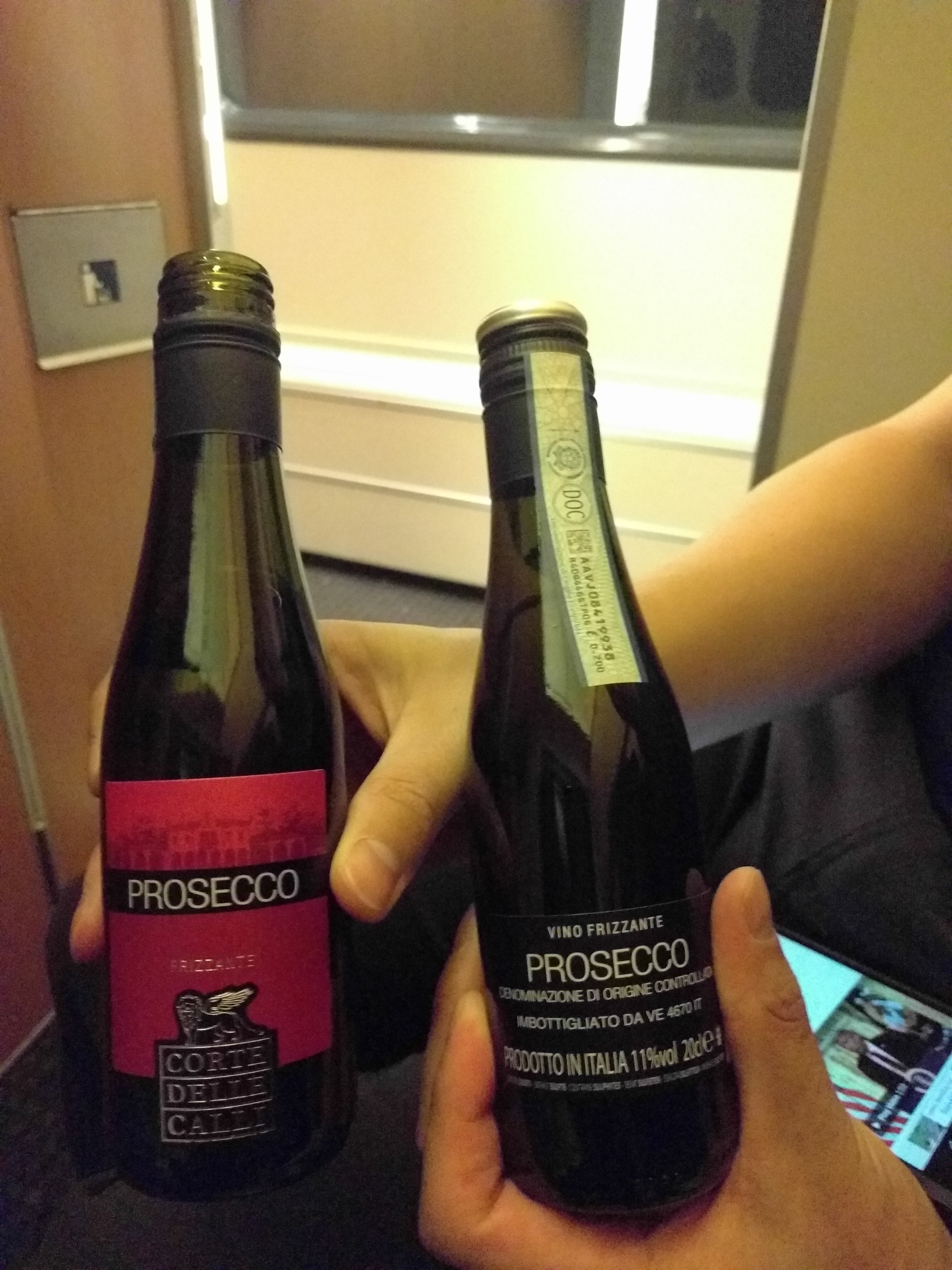 Free prosecco for our journey