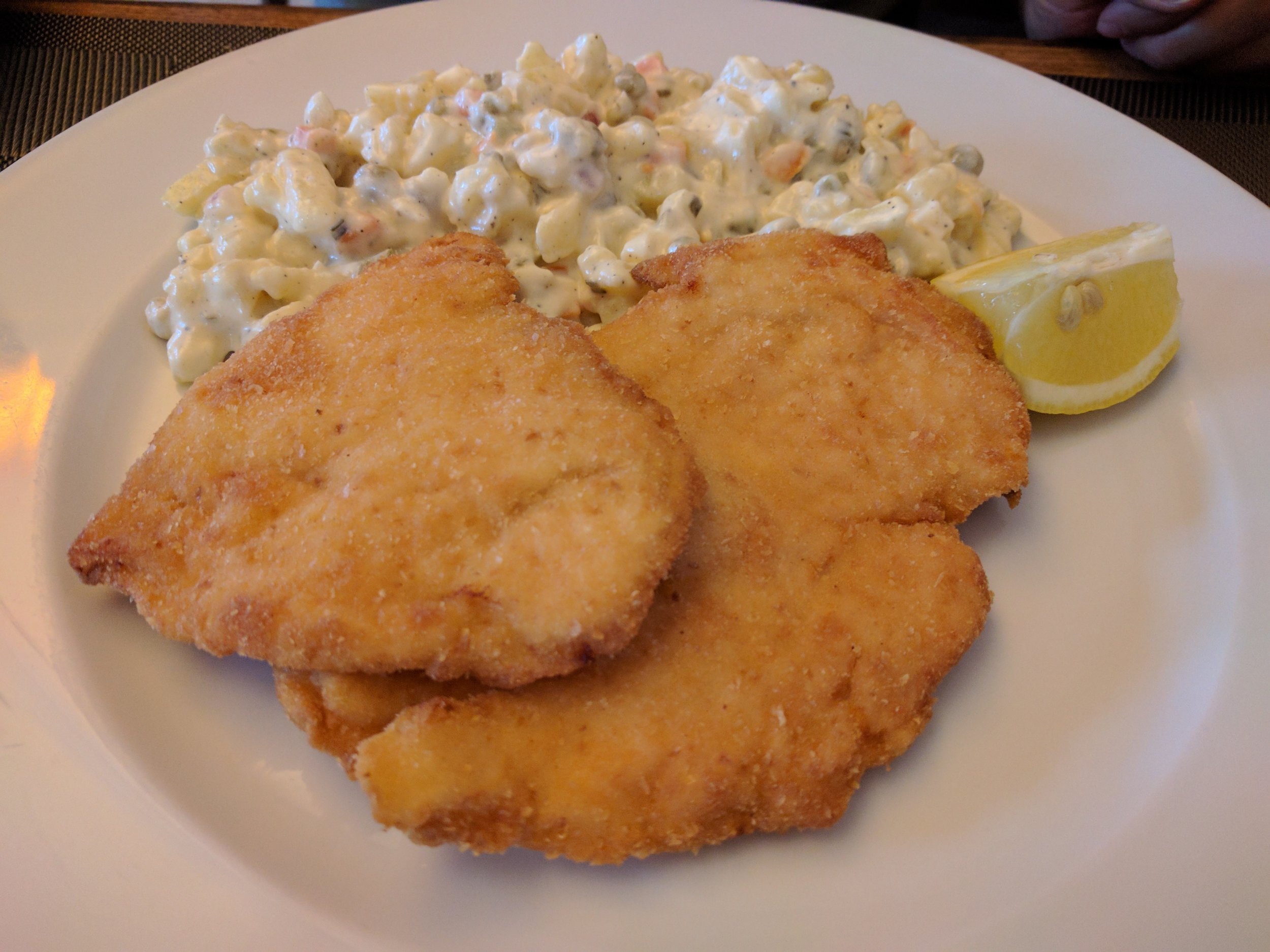 Chicken schnitzel with potato salad