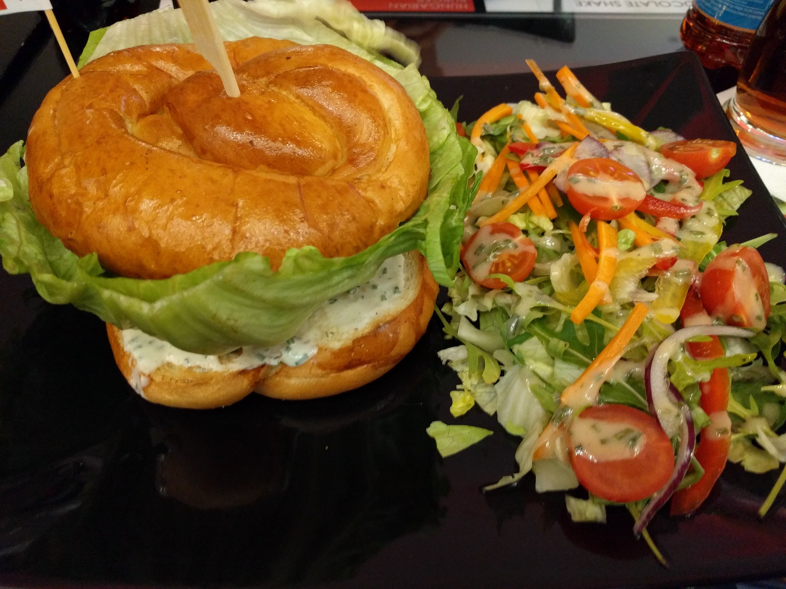Veggie Burger with top on - Lucky 7