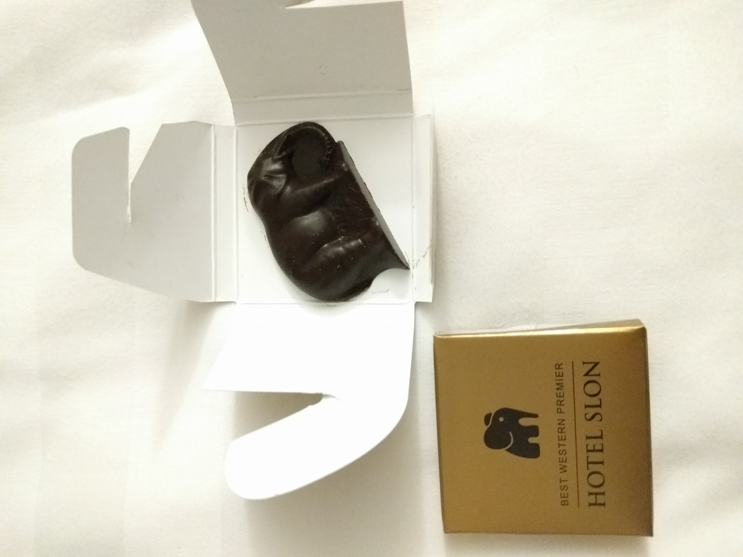Dark chocolate from hotel turndown service