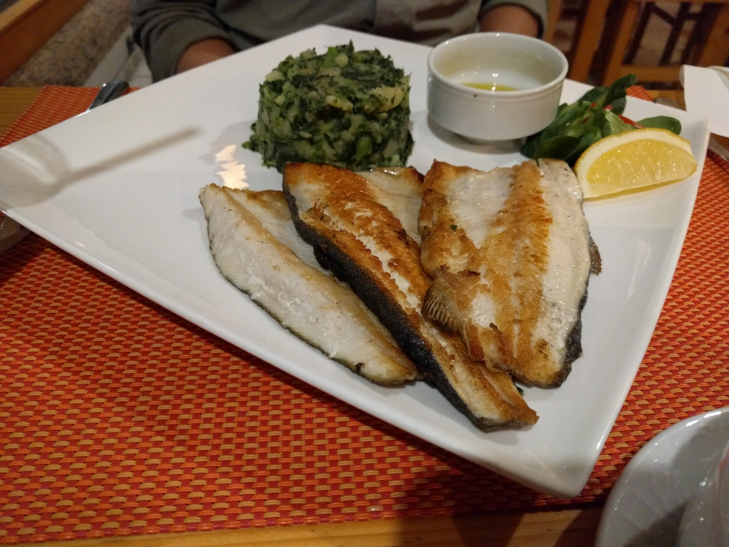 Trout fillet, swiss chard