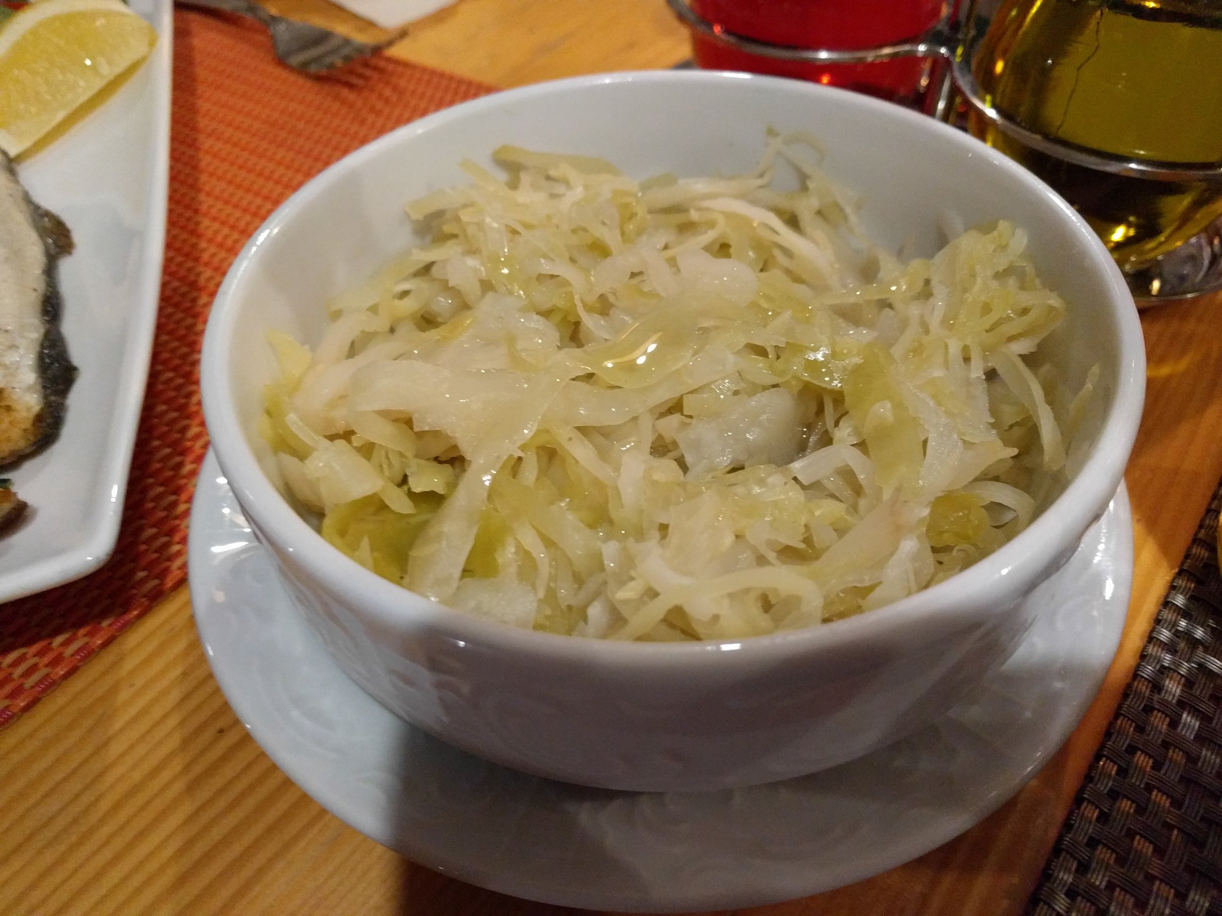 <p>Kinda just tasted like light sauerkraut - s'ok</p>