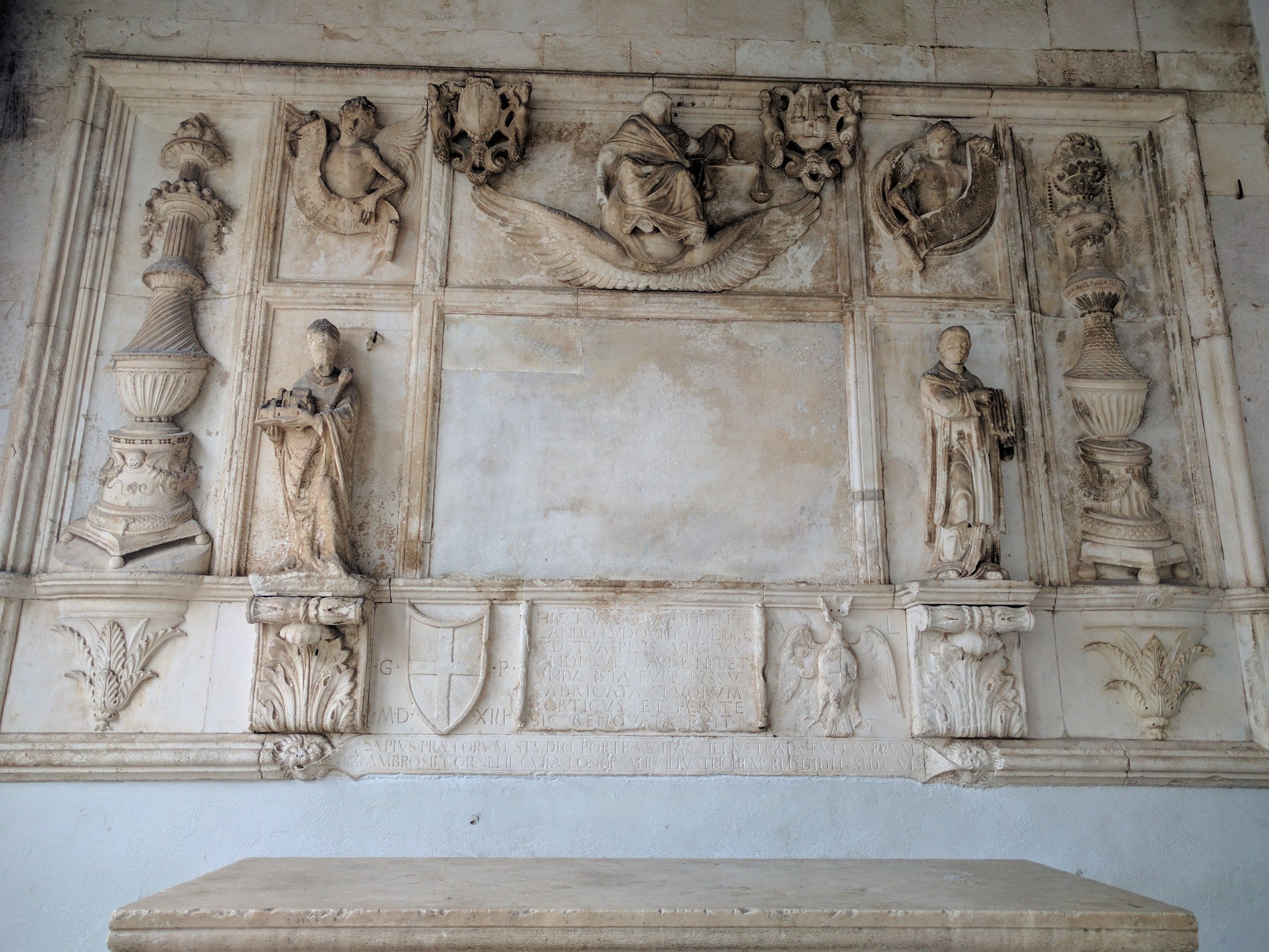 Reliefs outside St. Sebastian church
