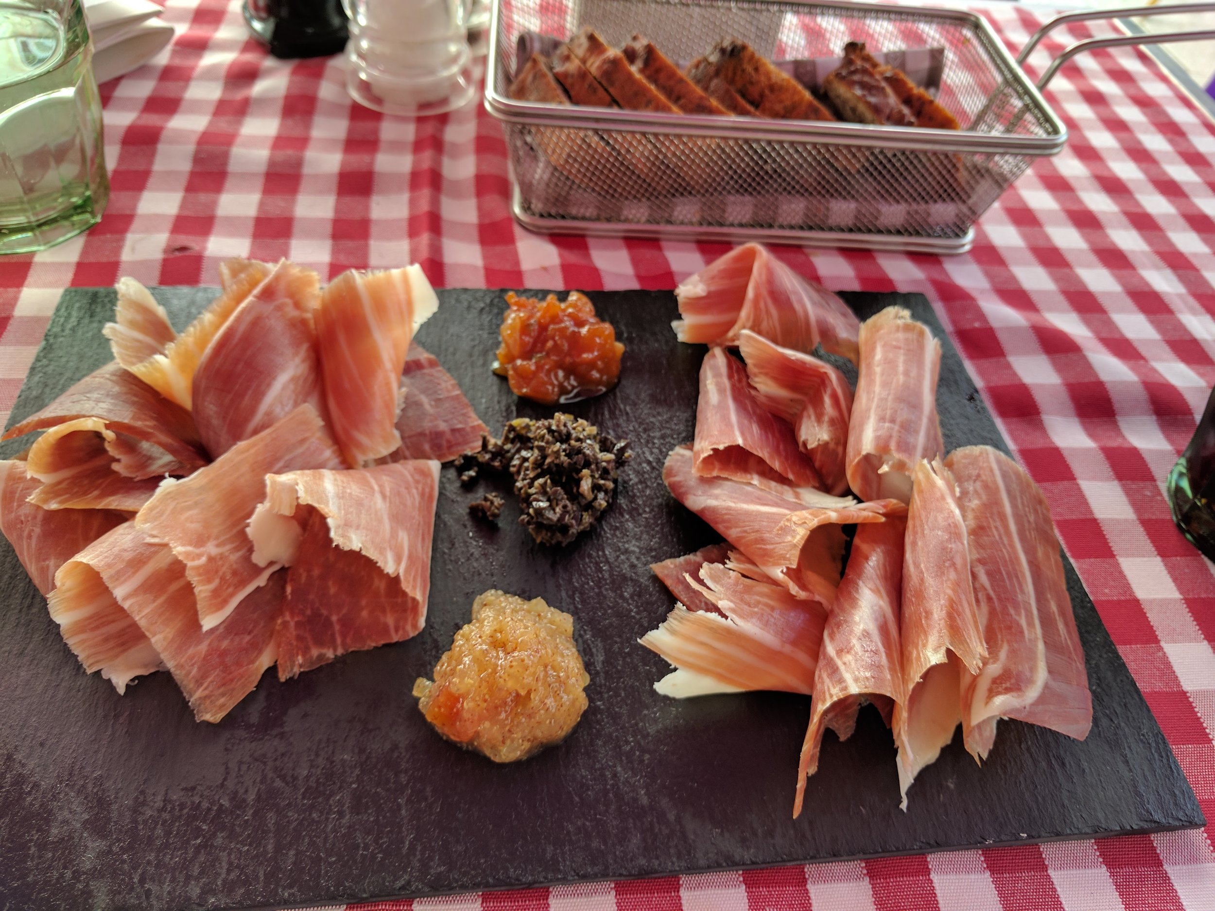 <p>Croatian prosciutto - a bit thicker sliced and fattier than I like, though Eric liked it</p>