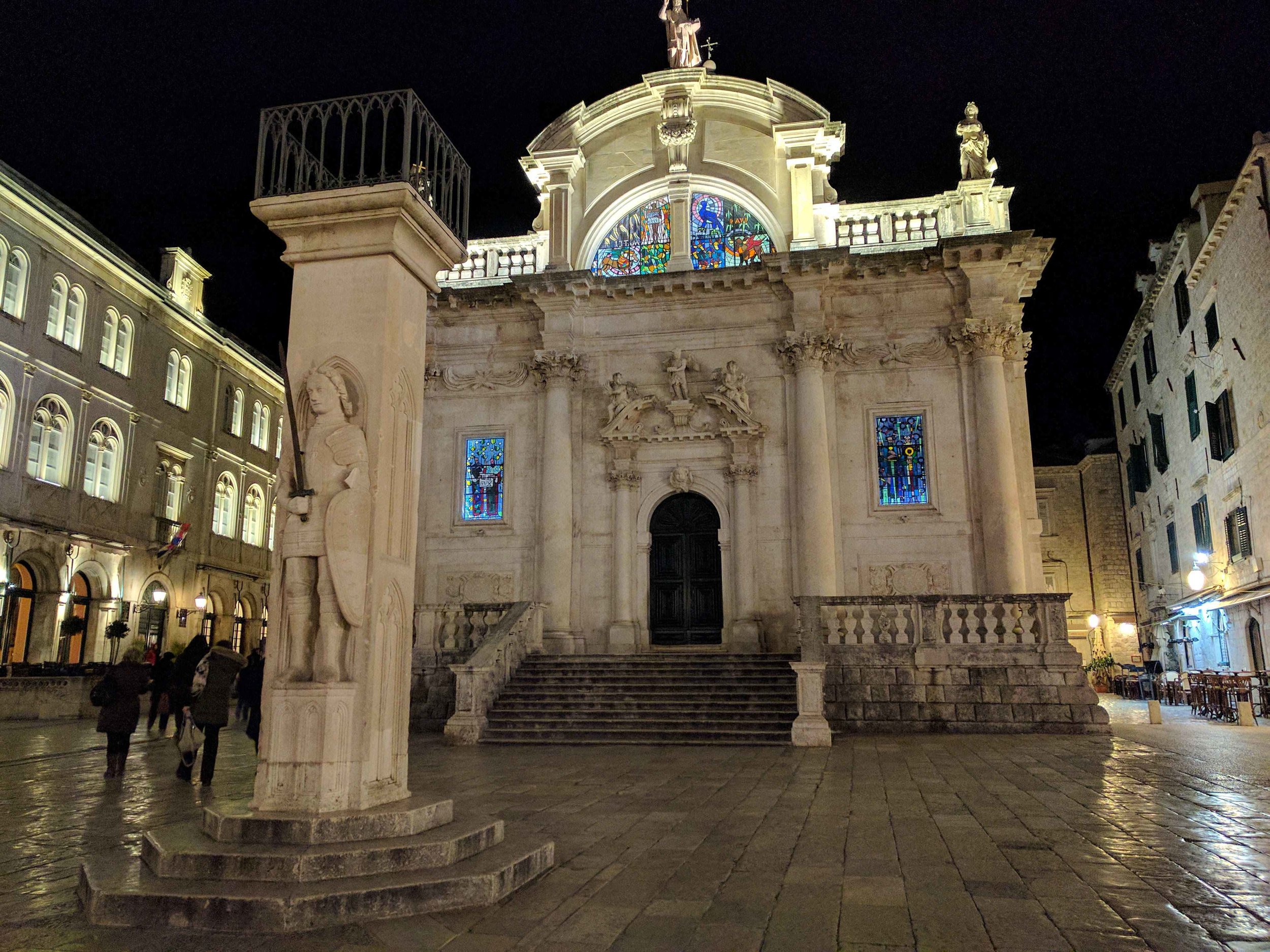 Orlando statue and Church of St Blaise