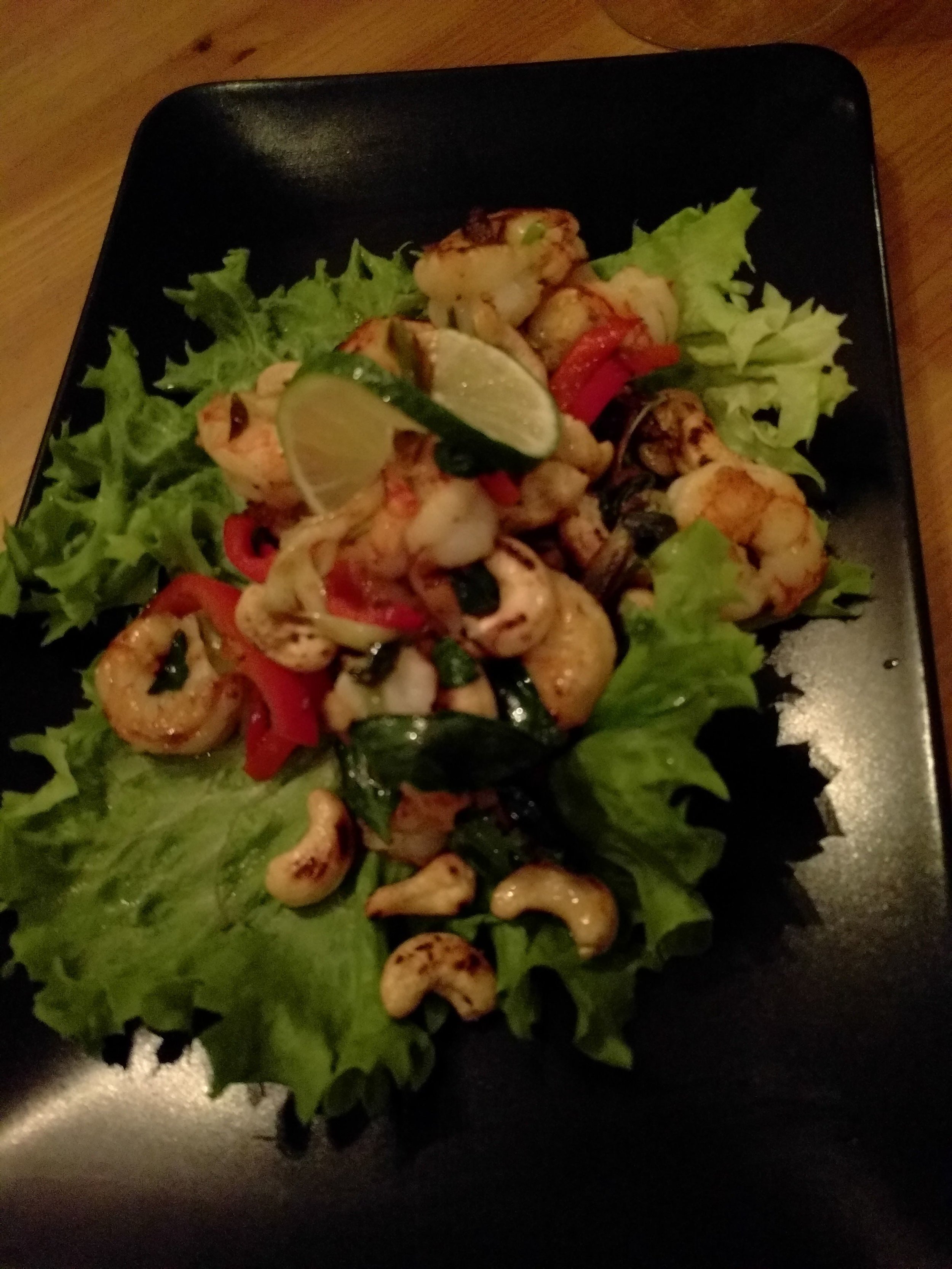 Cashews with shrimp and basil @ Azur