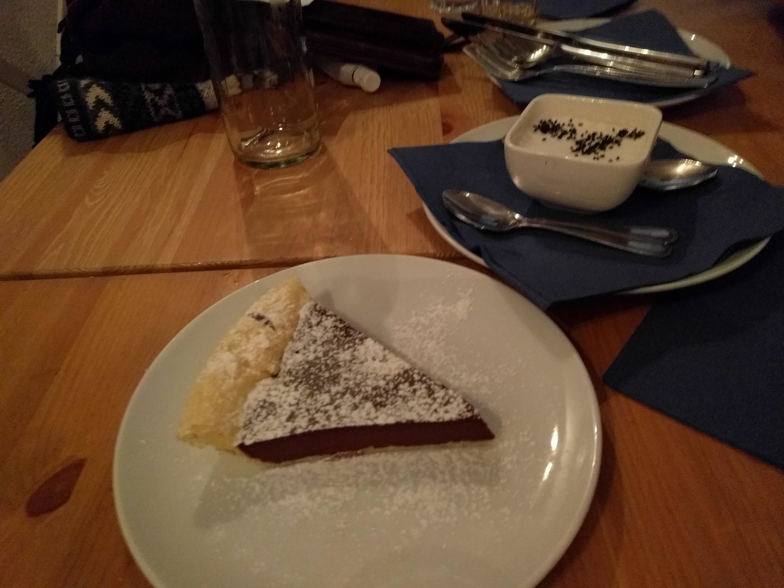 Chocolate tart and coconut tapioca @ Azur