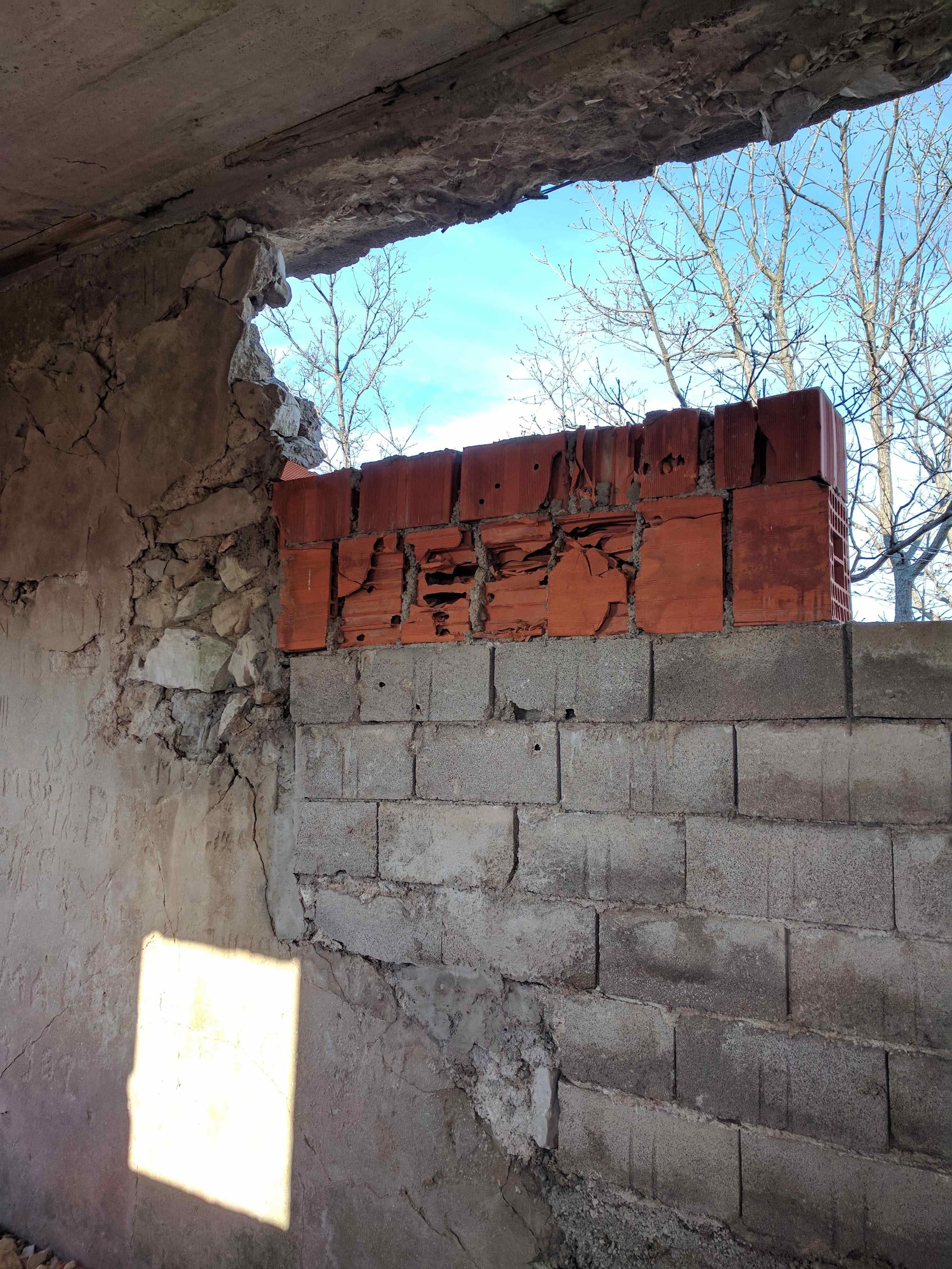 Shelled out and repaired bunker