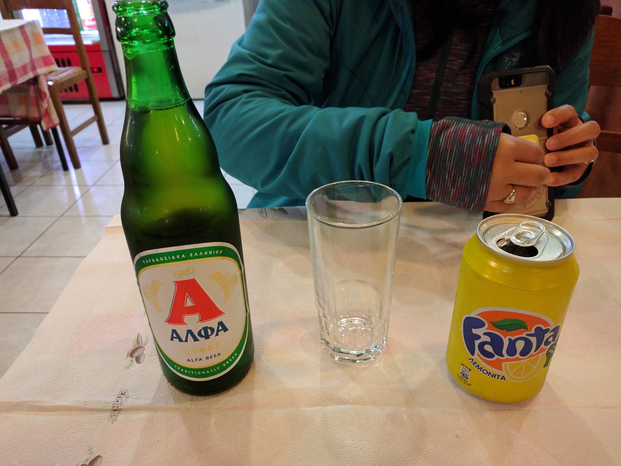 Alfa beer and Lemon fanta @ To Kati Allo
