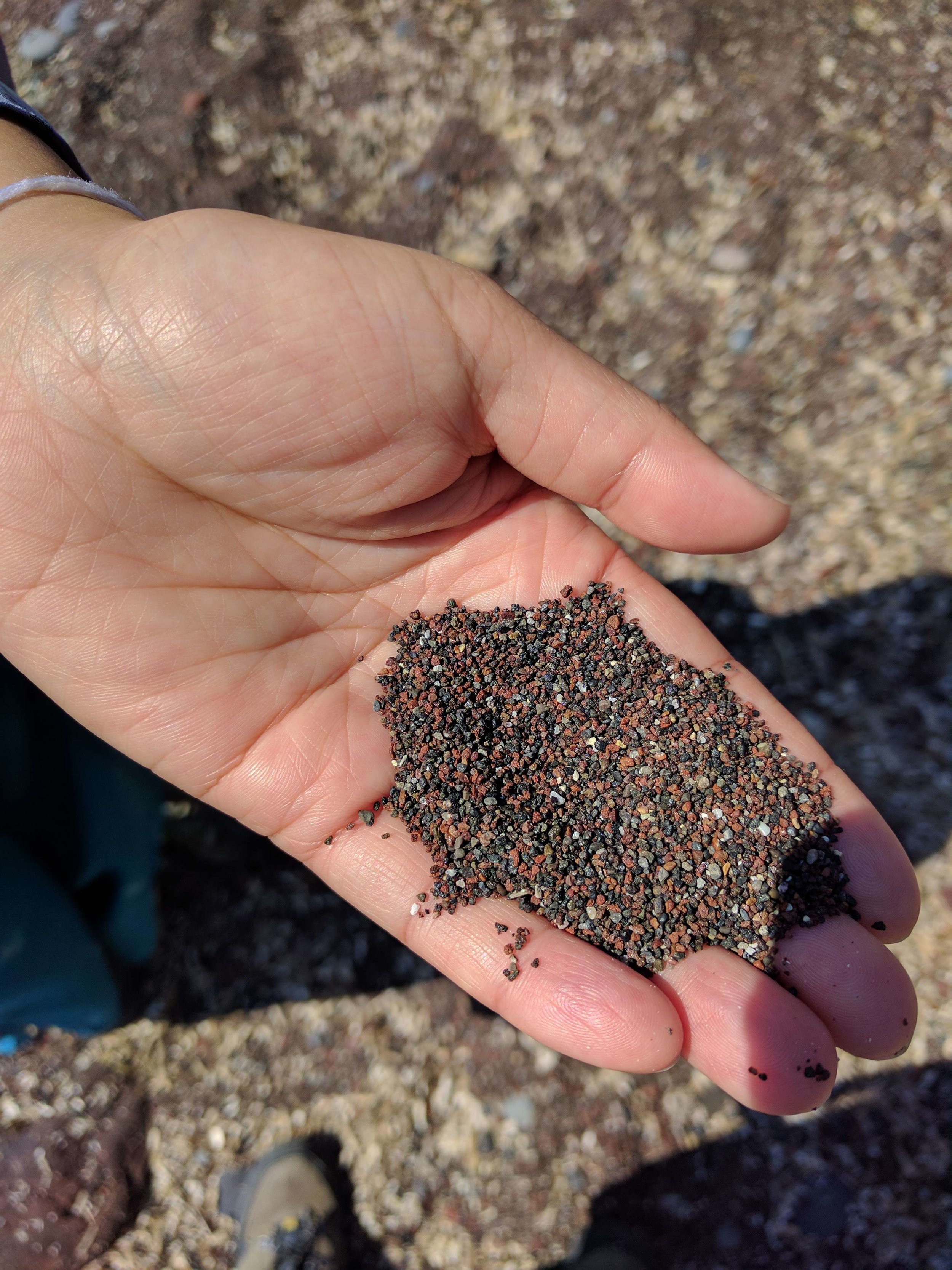 the sand on Red Beach