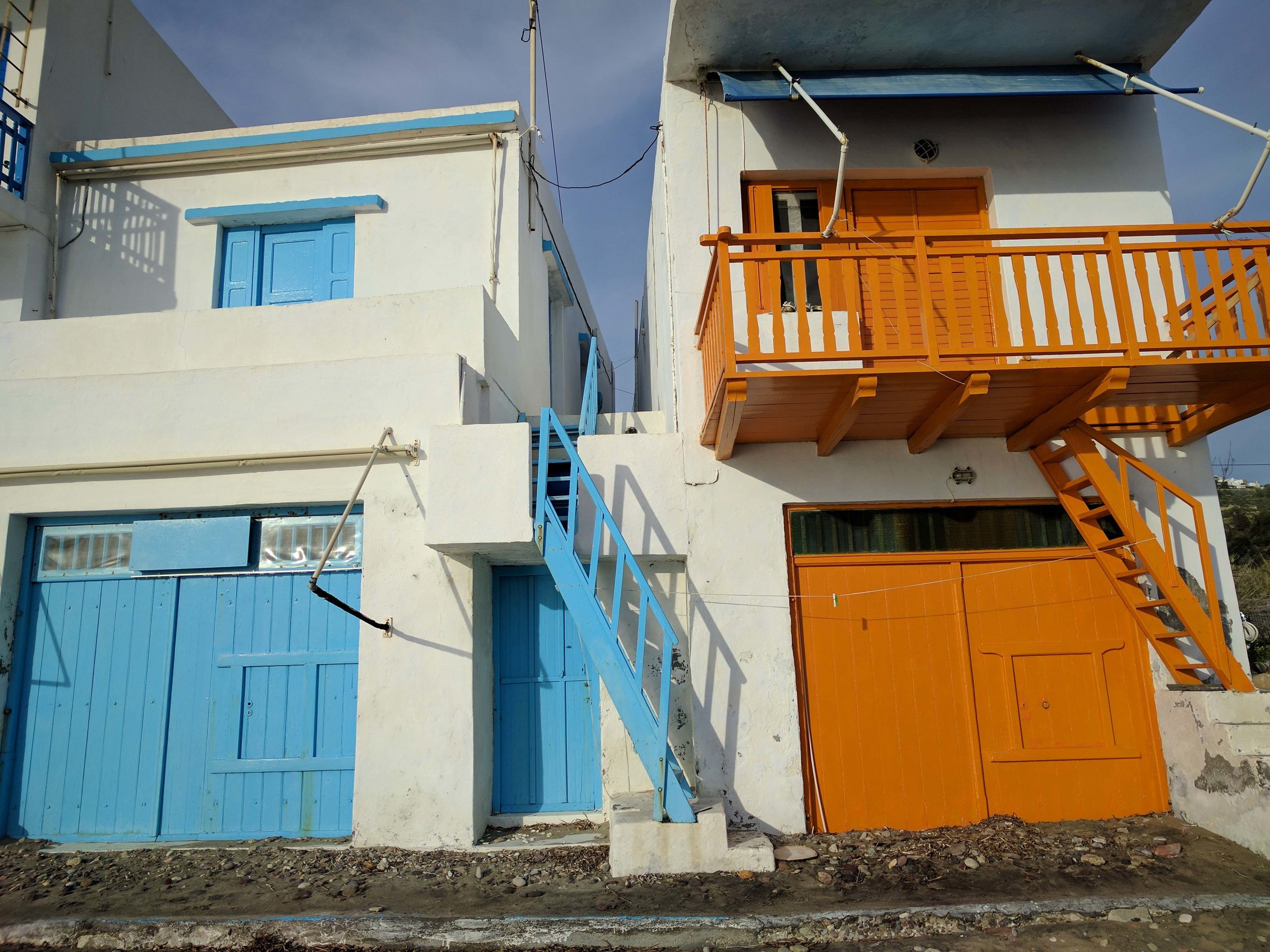 the fishing boat is stored in the bottom and the family lives above