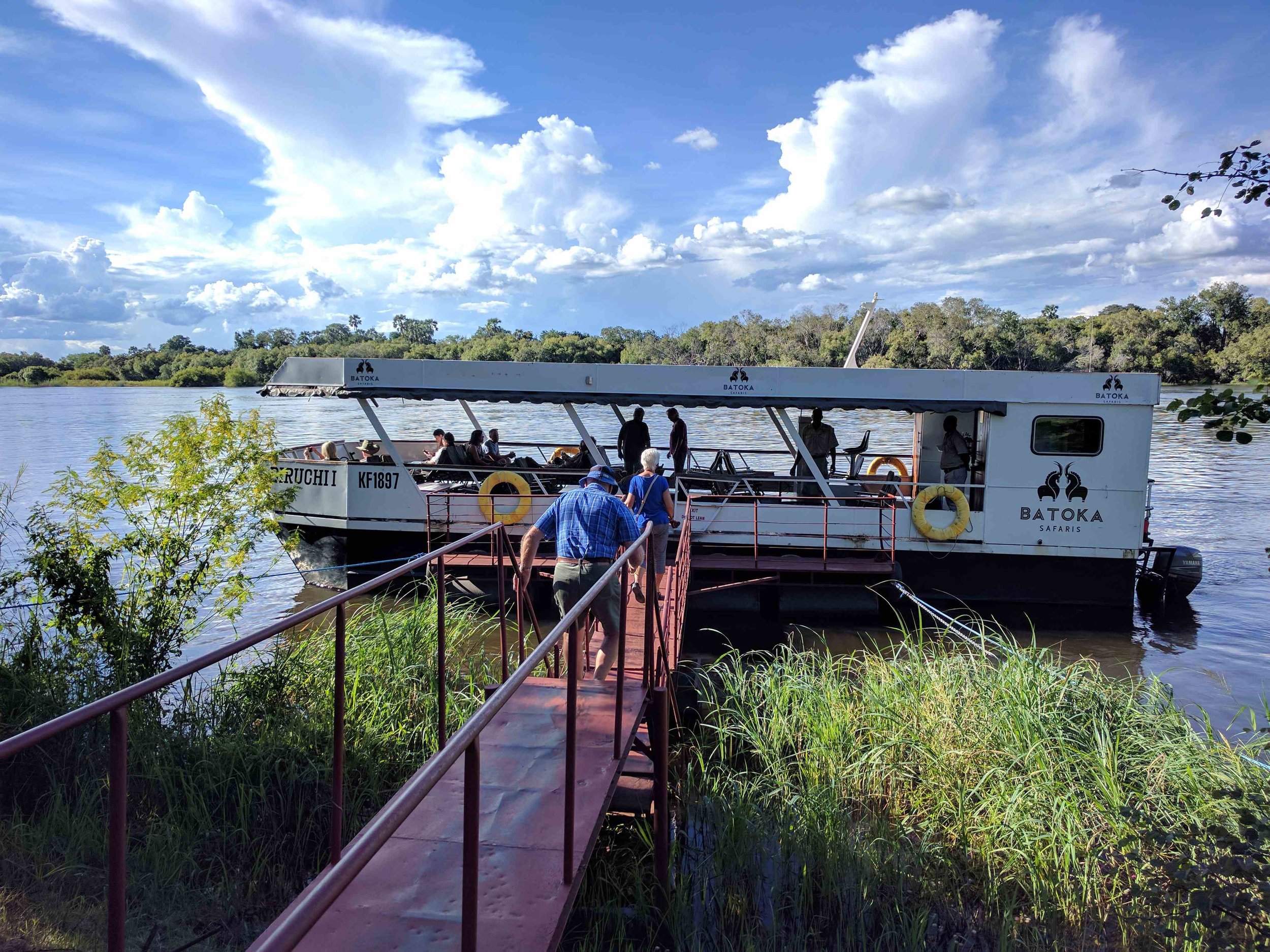 Boarding our Zambezi River cruise