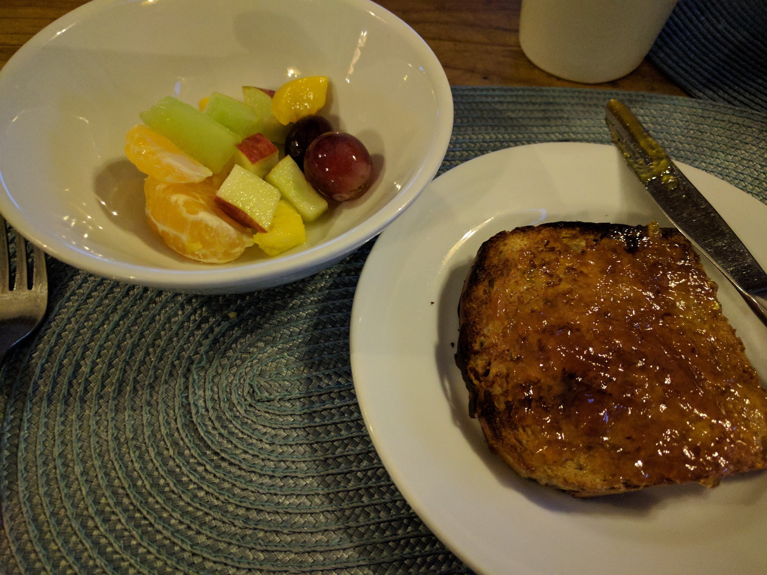 Also toast and fruit for brekky