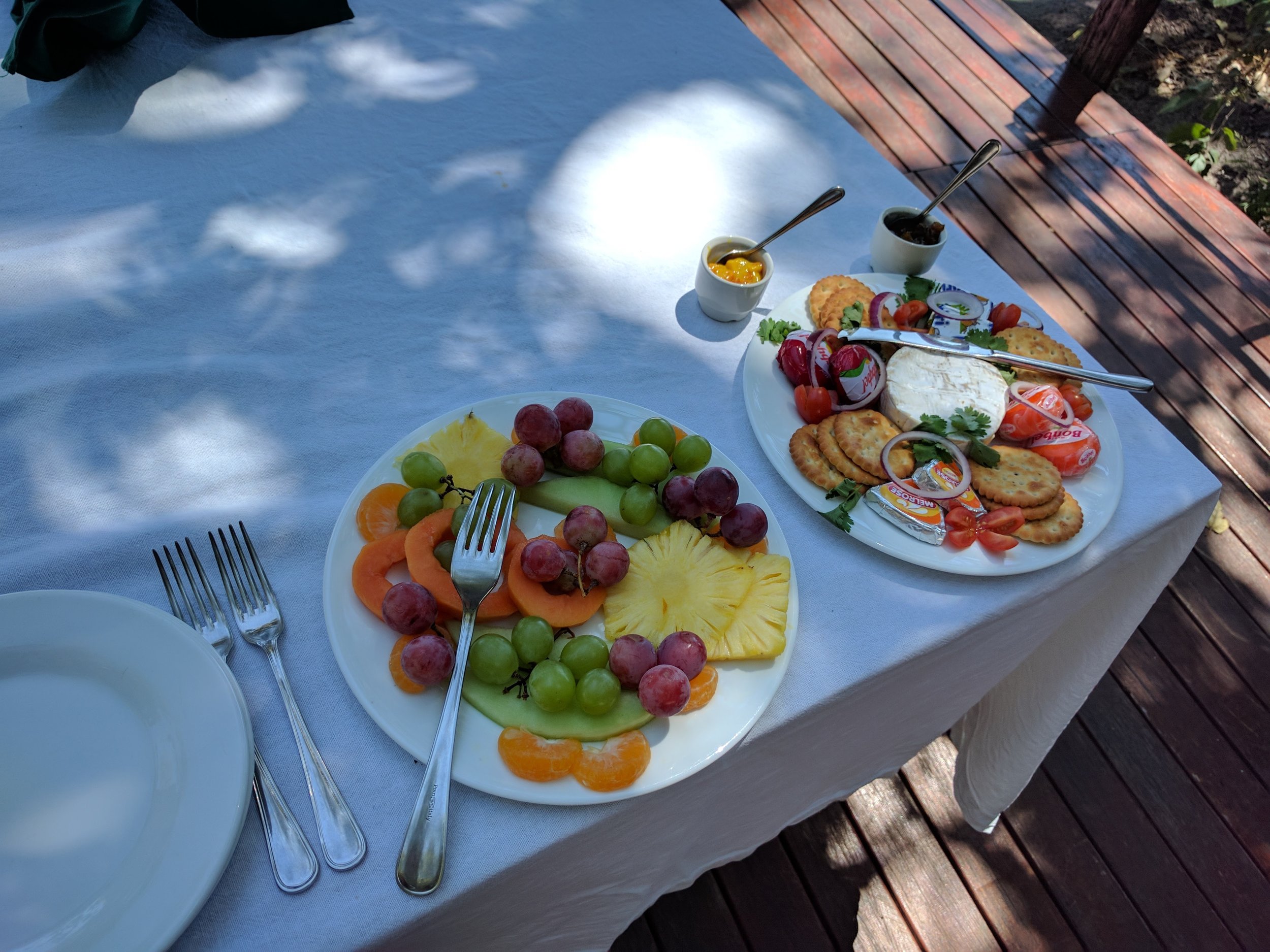 Lots of fruit and crackers/cheese