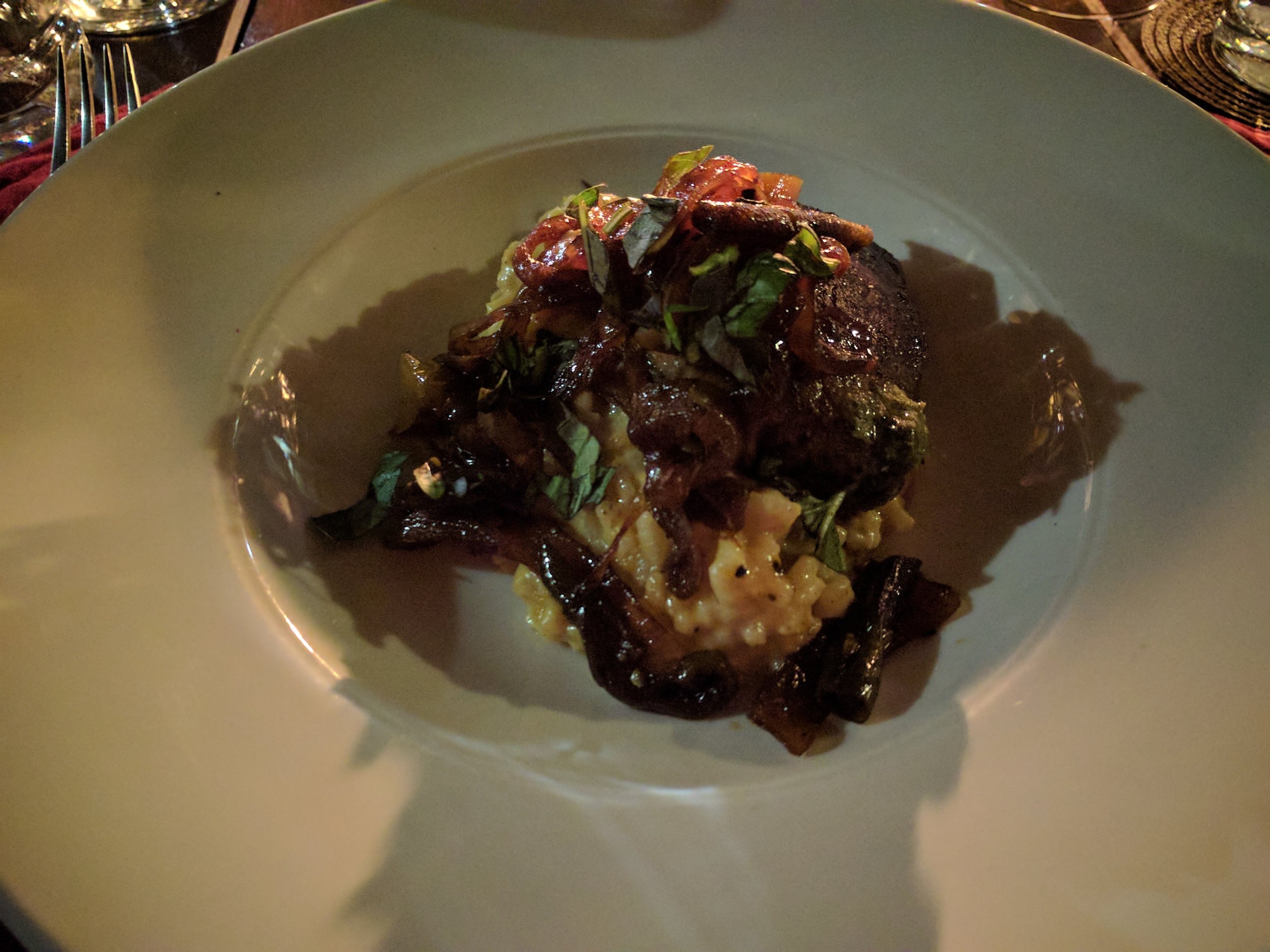 Impala over butternut risotto