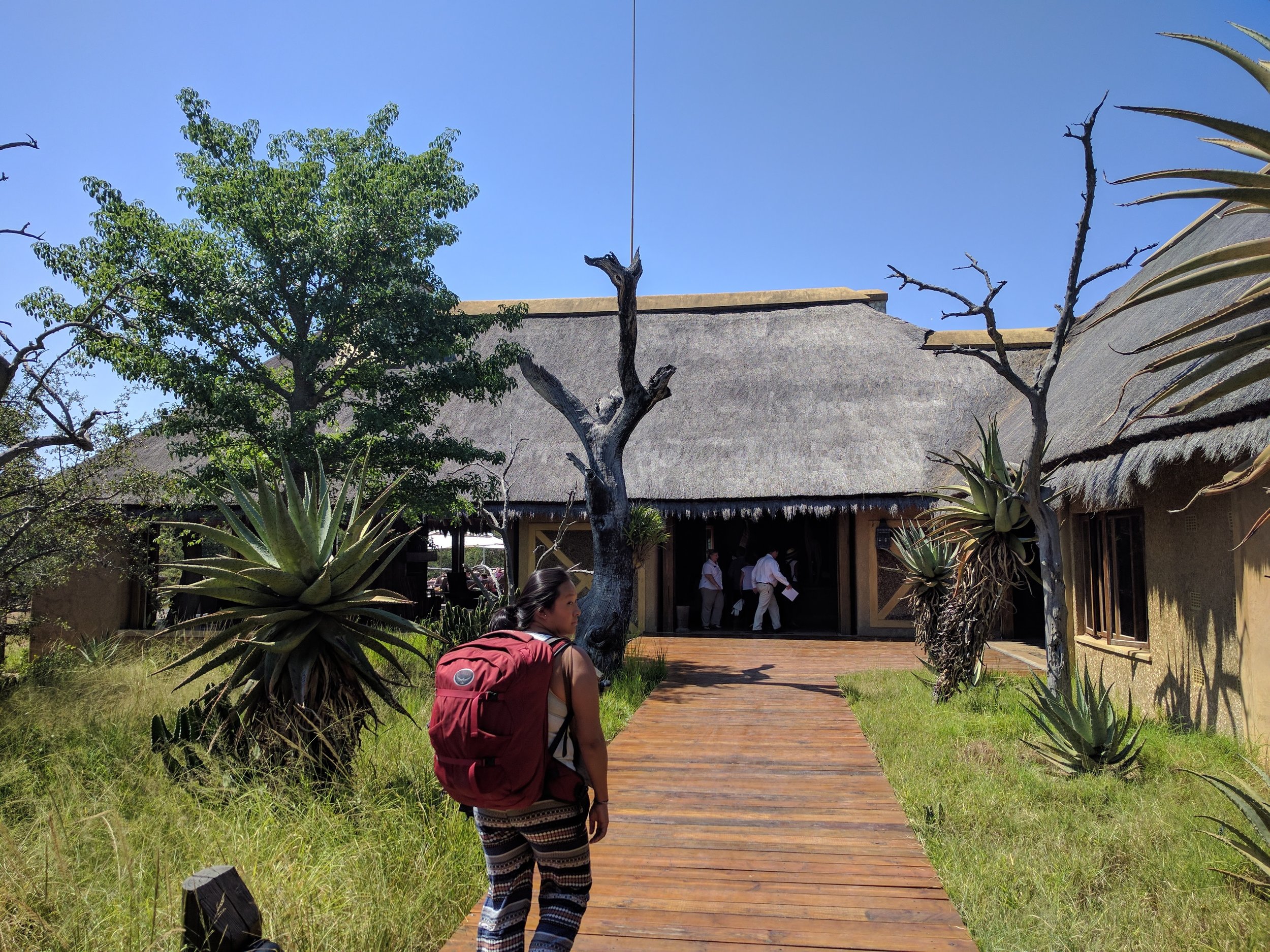 Entering the lodge